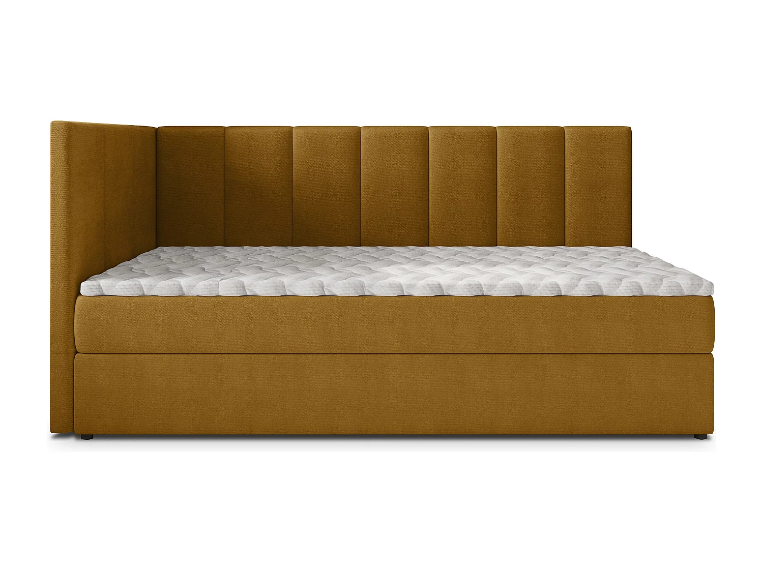 Boxspringbed BEVE 100x200 cm Set met hoofdbord, bedbodem en matras, Geel