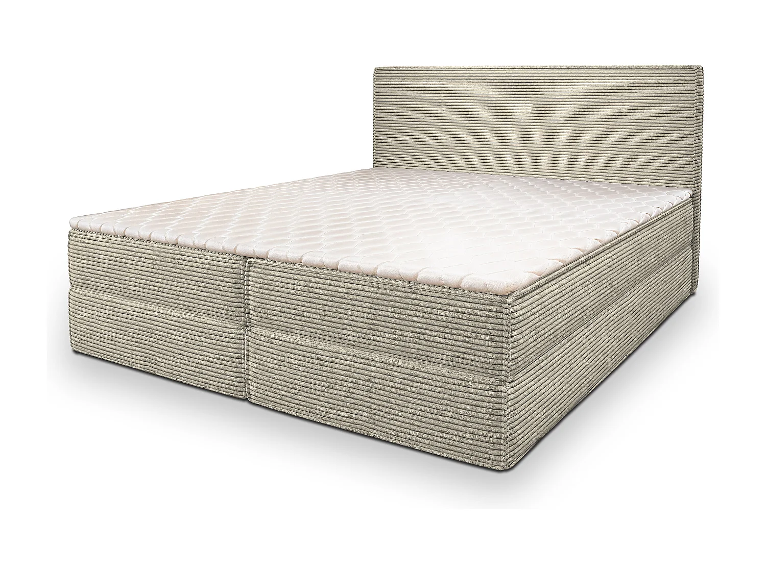 Boxspringbed PELLIO 140x200 cm Set met hoofdbord, bedbodem en matras, Crème