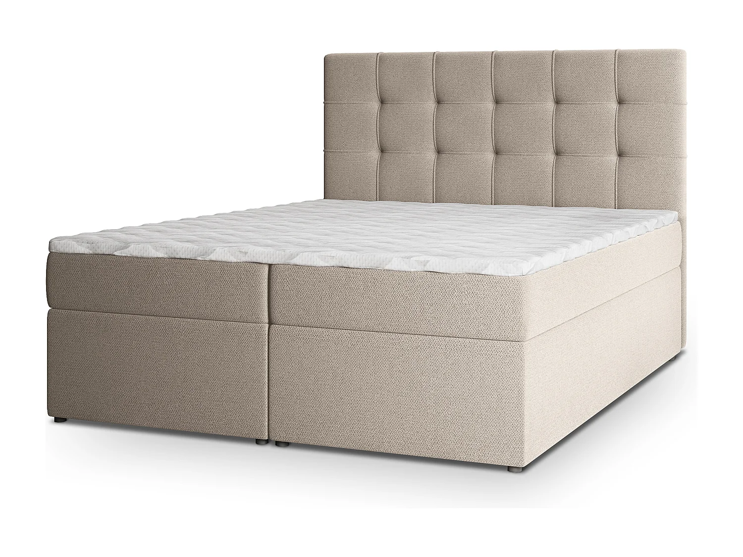 Lit continental PALMA, 140x200 cm, Tissu tressé, Beige