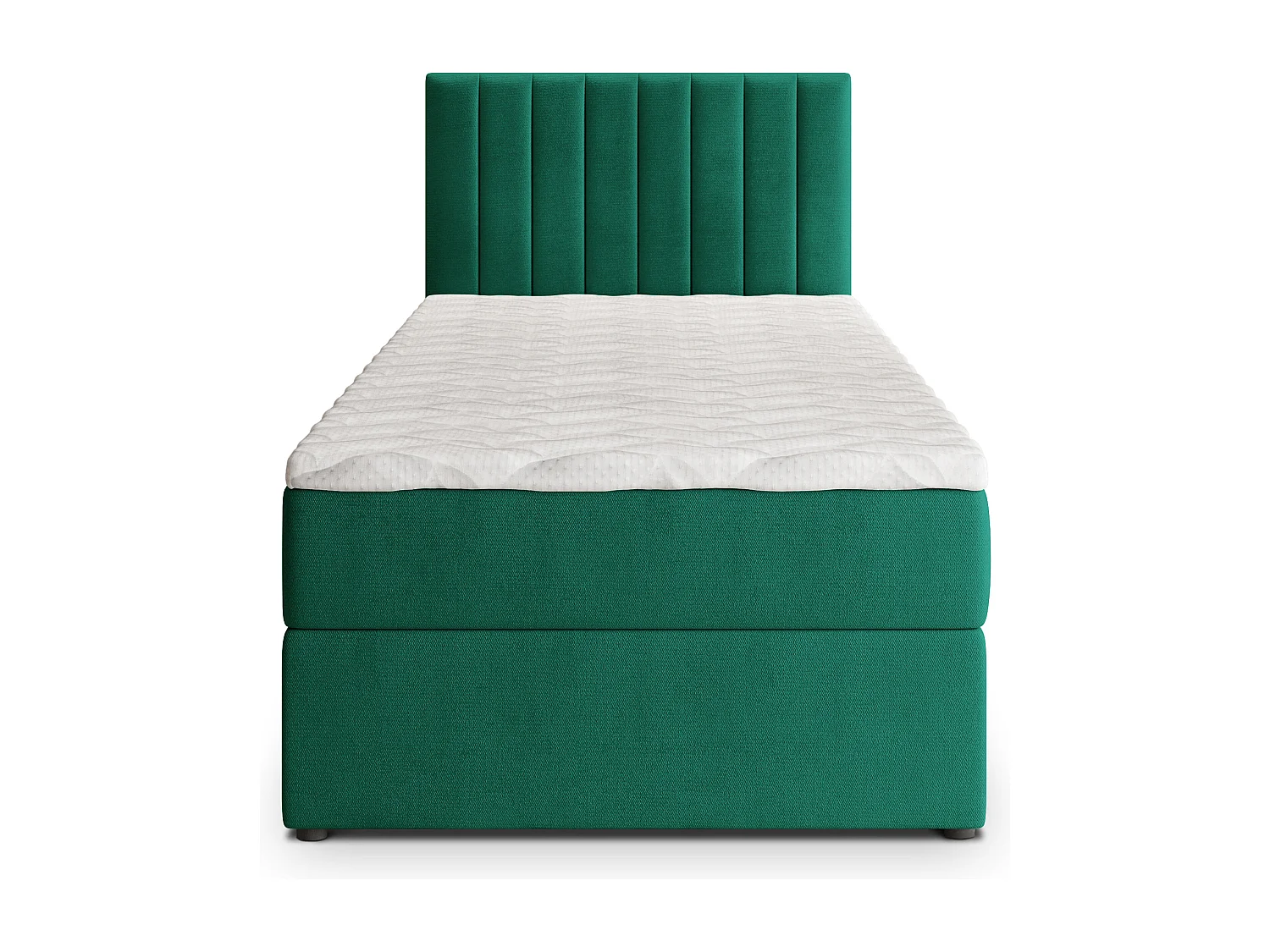 Boxspringbed BRESEL 100x200 cm Set met hoofdbord, bedbodem en matras, Dennengroen