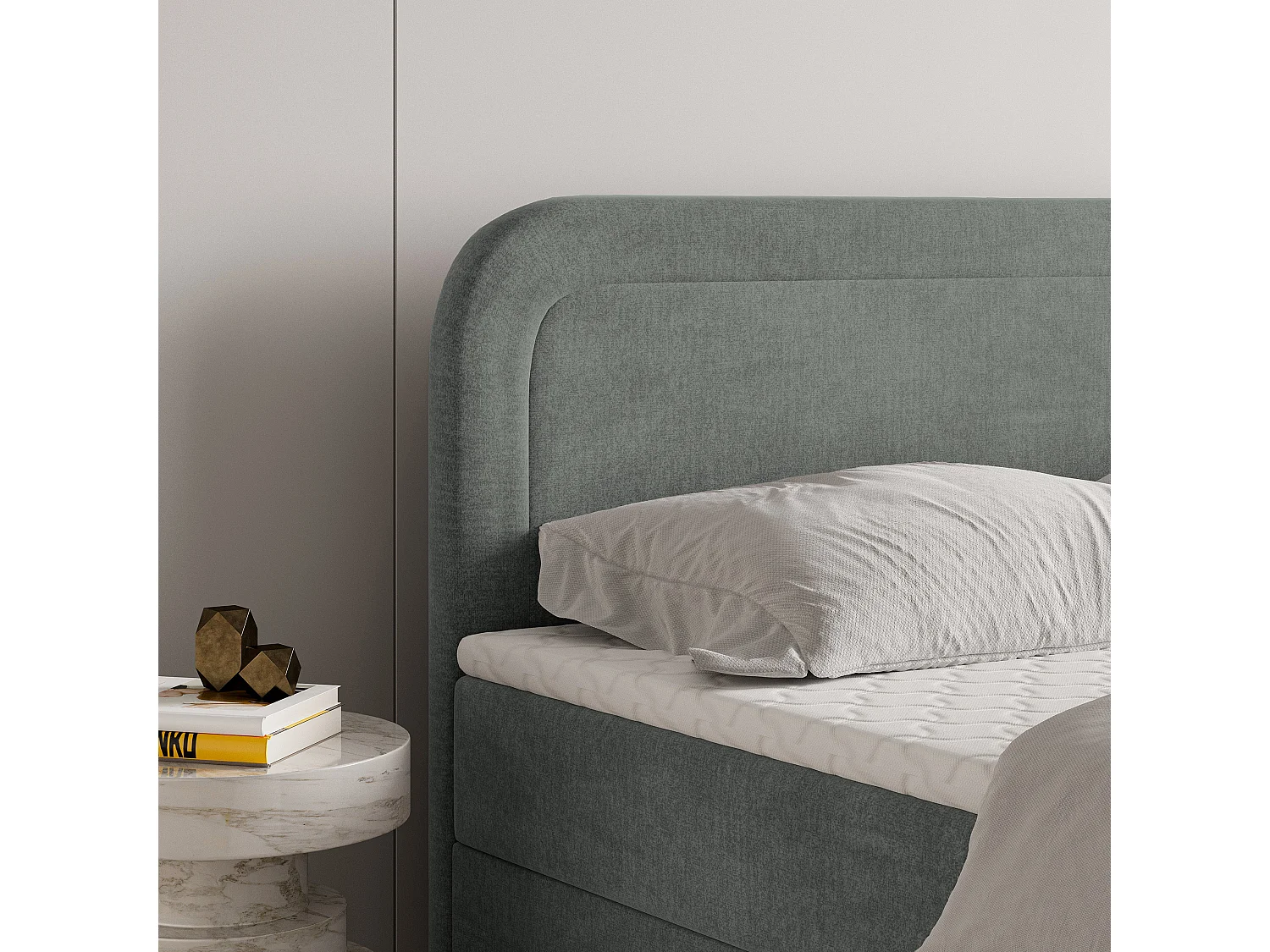 Boxspringbed ARMEL 140x200 cm Set met hoofdbord, bedbodem en matras, Grijs