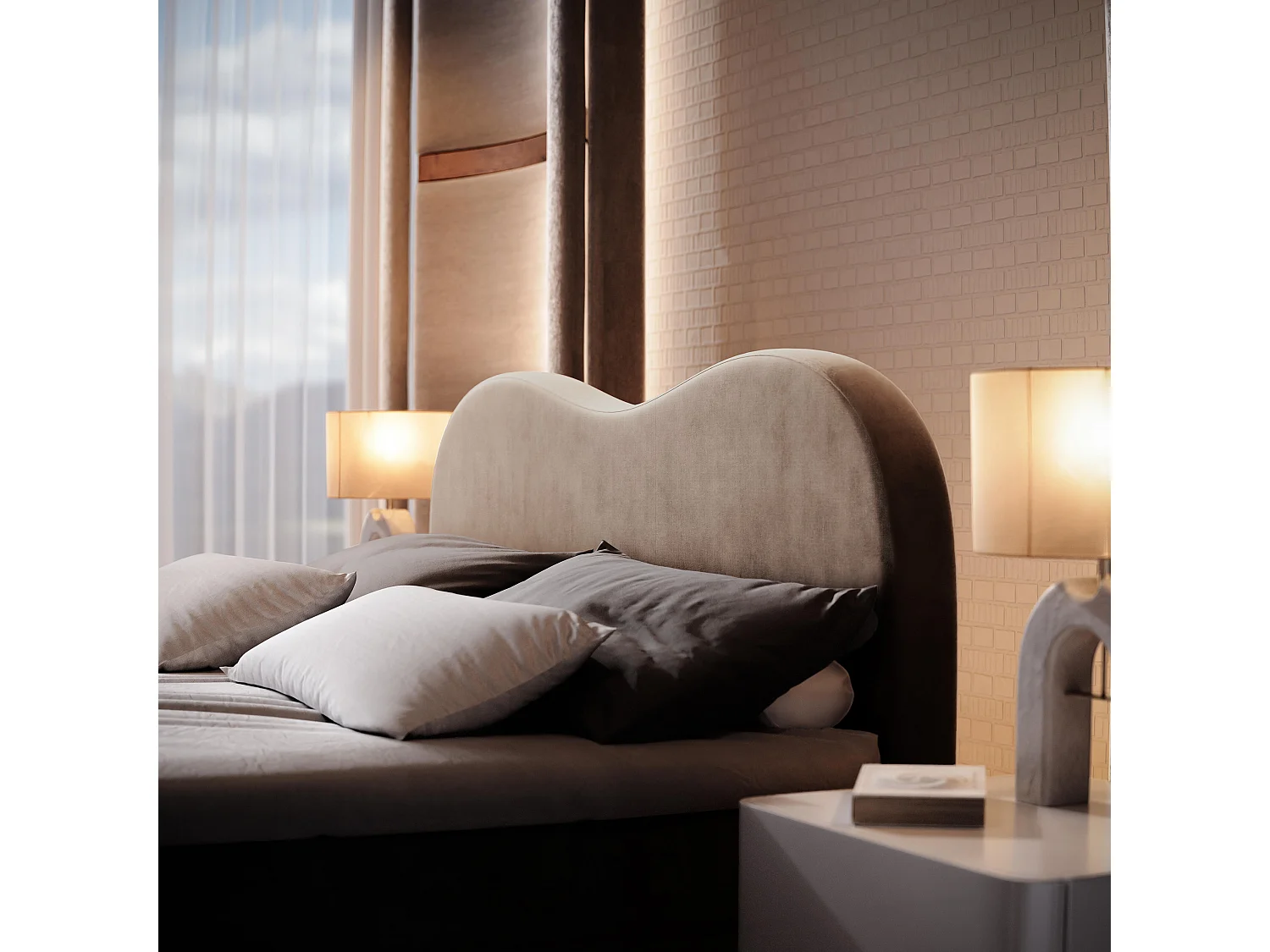 Boxspringbed FLUVIA 180x200 cm Set met hoofdbord, bedbodem en matras, Beige