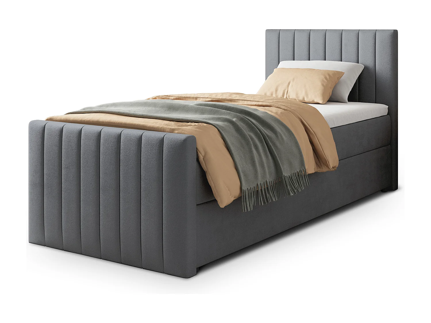 Boxspringbed ARION 100x200 cm Set met hoofdbord, bedbodem en matras, Grijs