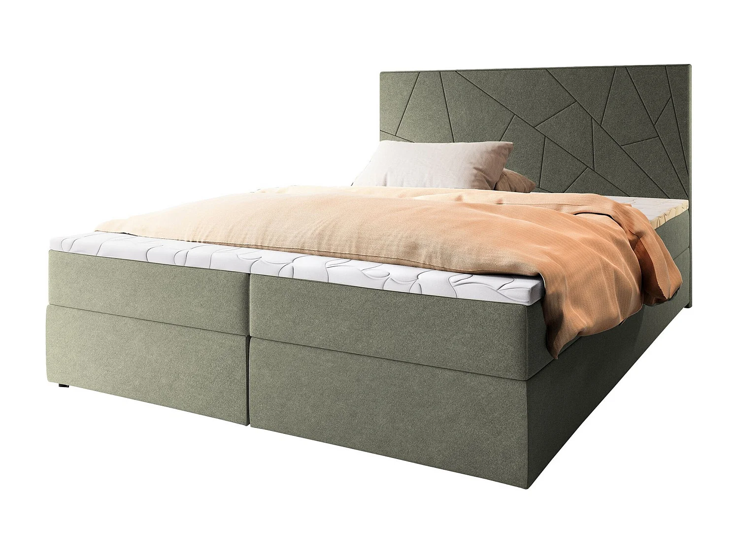 Boxspringbed MADO 180x200 cm Set met hoofdbord, bedbodem en matras, Groen