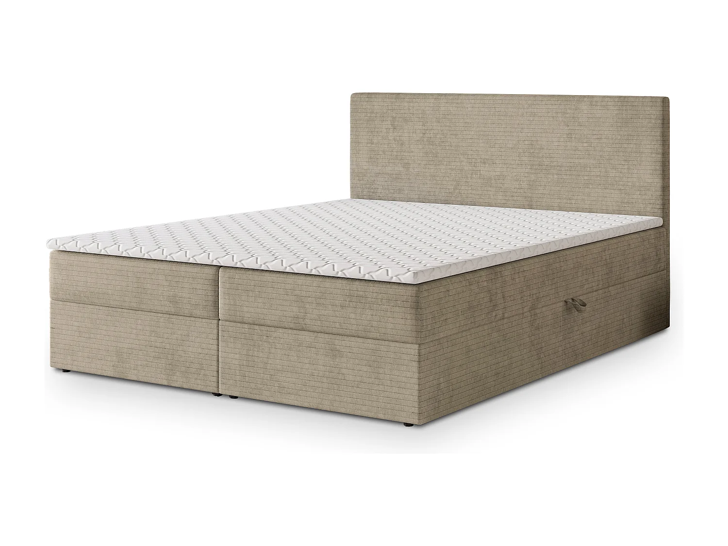 Lit continental NIRA, 160x200 cm, Tissu pelucheux, Beige