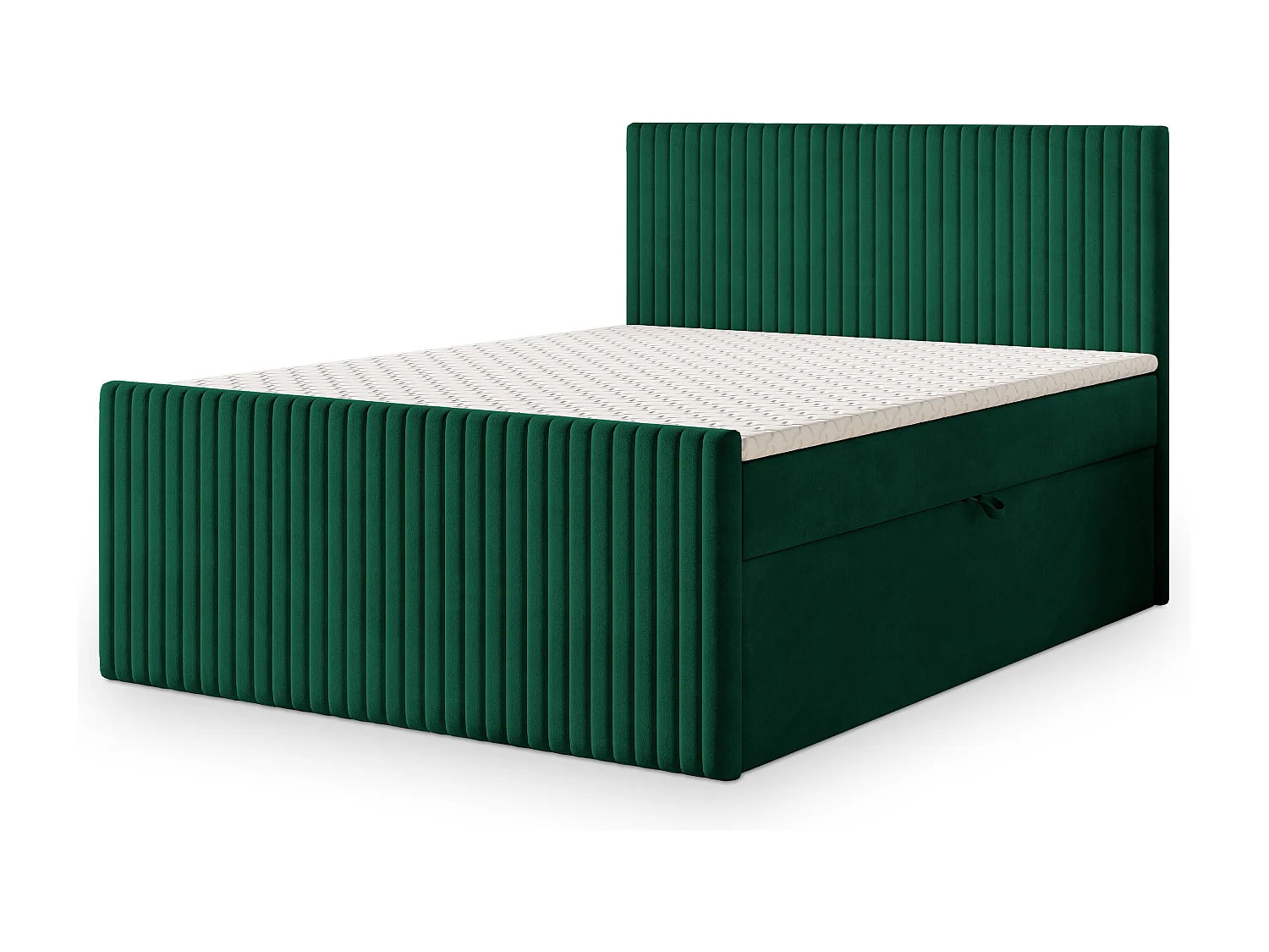 Lit continental TERVAN, 160x200 cm, Tissu pelucheux, Vert