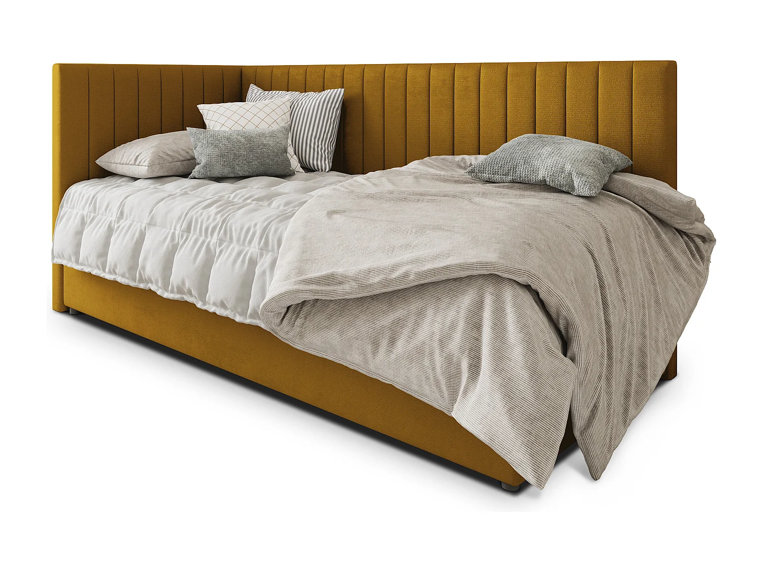 Boxspringbed ARIS 80x200 cm Set met hoofdbord, bedbodem en matras, Geel