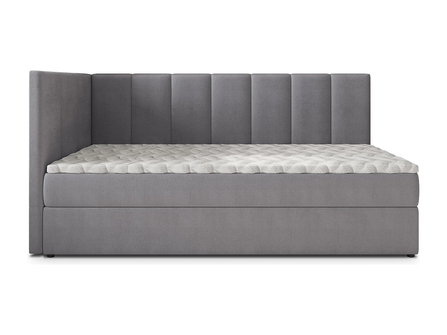 Boxspringbed BEVE 100x200 cm Set met hoofdbord, bedbodem en matras, Grijs