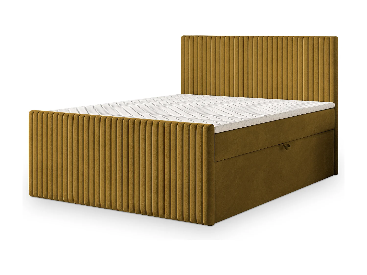 Lit continental TERVAN, 160x200 cm, Tissu pelucheux, Jaune