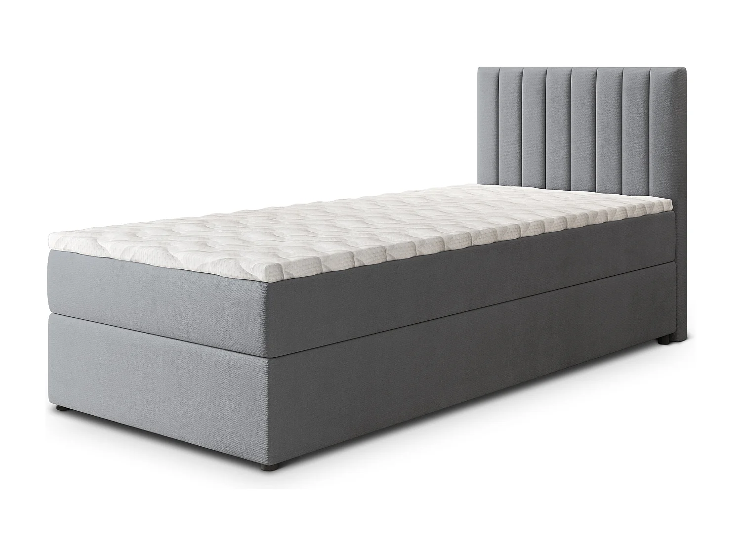 Boxspringbed BRESEL 100x200 cm Set met hoofdbord, bedbodem en matras, Grijs