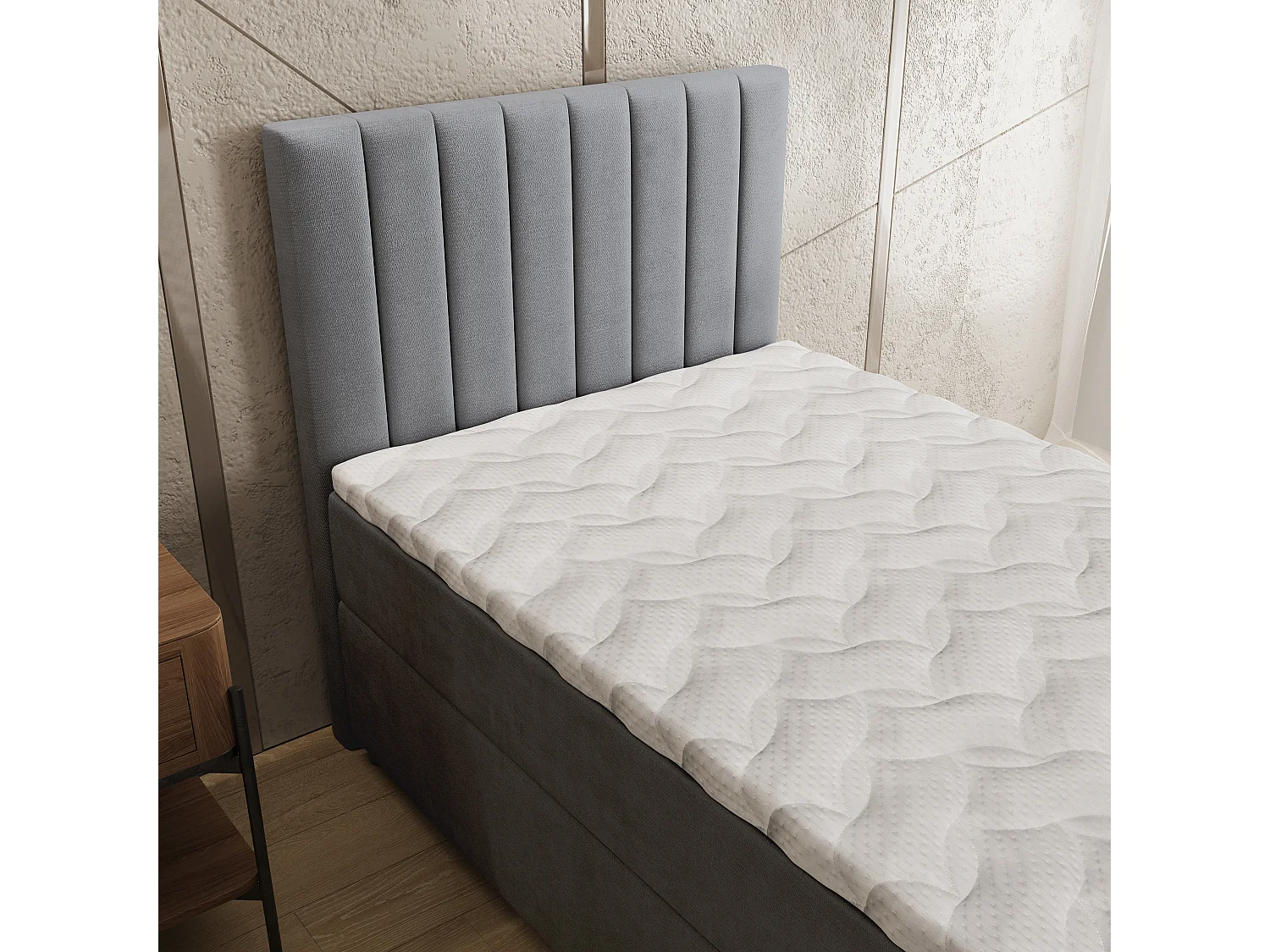 Boxspringbed BRESEL 100x200 cm Set met hoofdbord, bedbodem en matras, Grijs