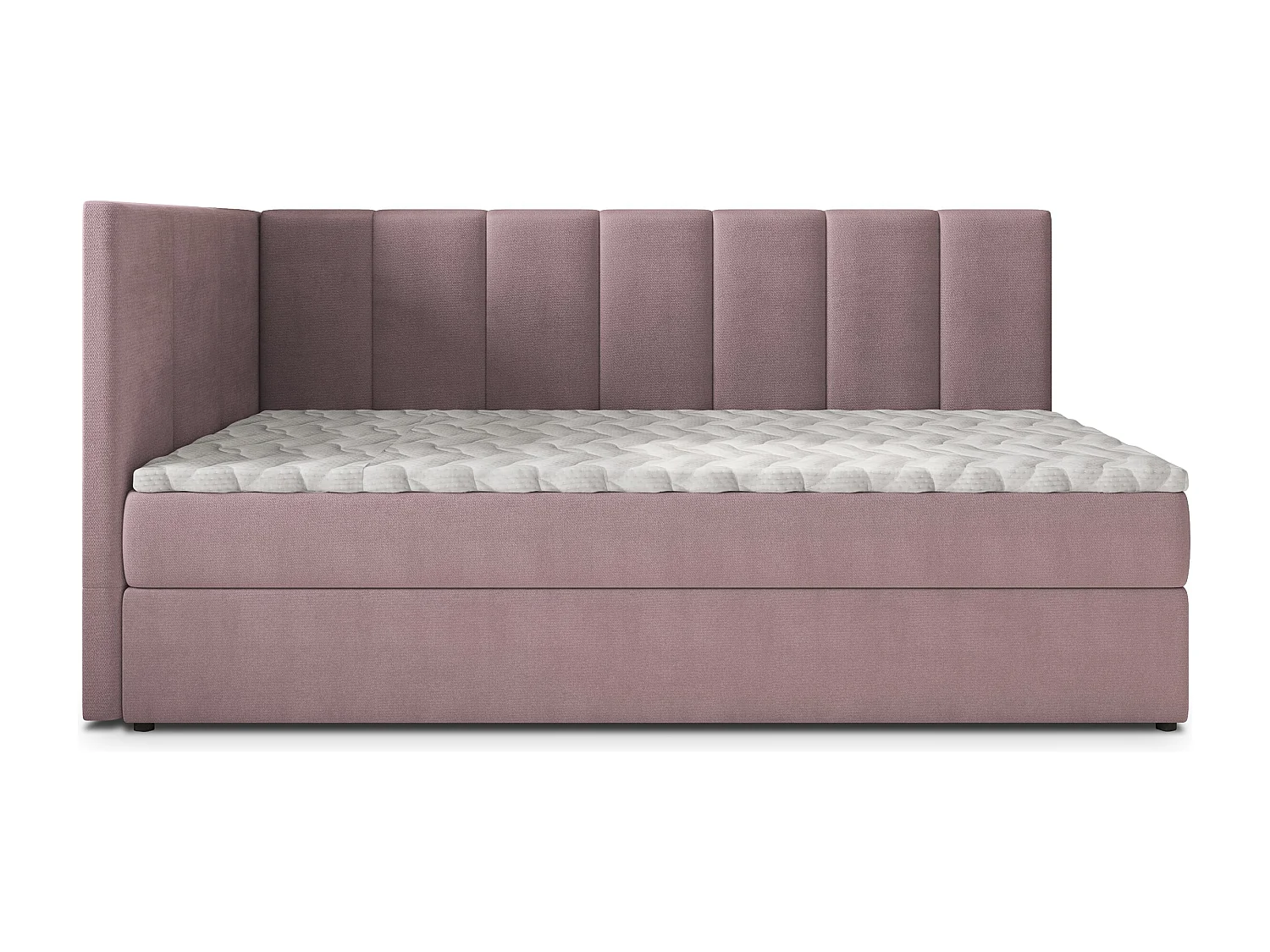Boxspringbed BEVE 80x200 cm Set met hoofdbord, bedbodem en matras, Poederroze