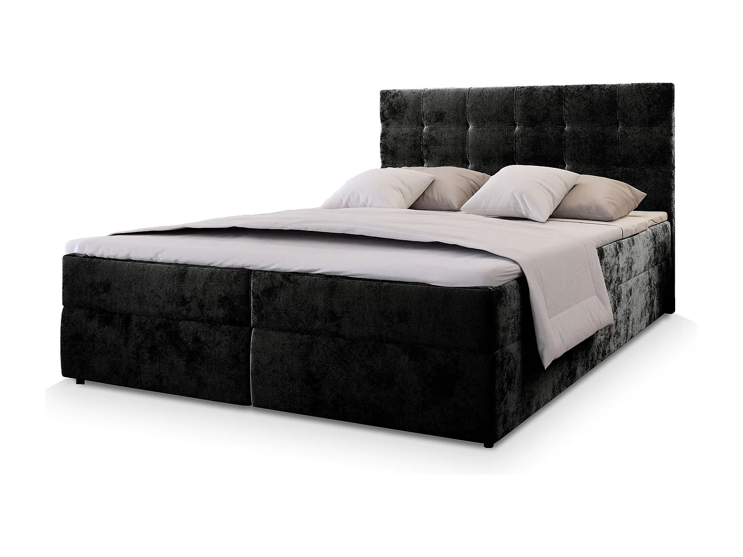 Boxspringbed GLOS 180x200 cm Set met hoofdbord, bedbodem en matras, Zwart