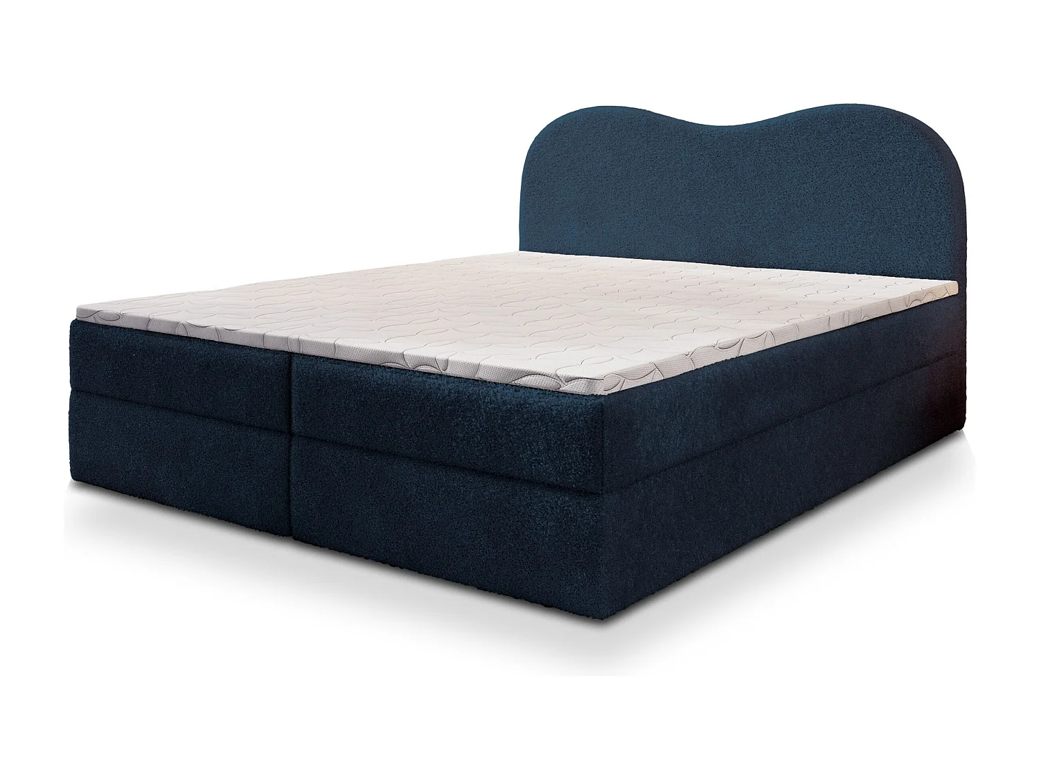 Boxspringbed FLUVIA 160x200 cm Set met hoofdbord, bedbodem en matras, Blauw