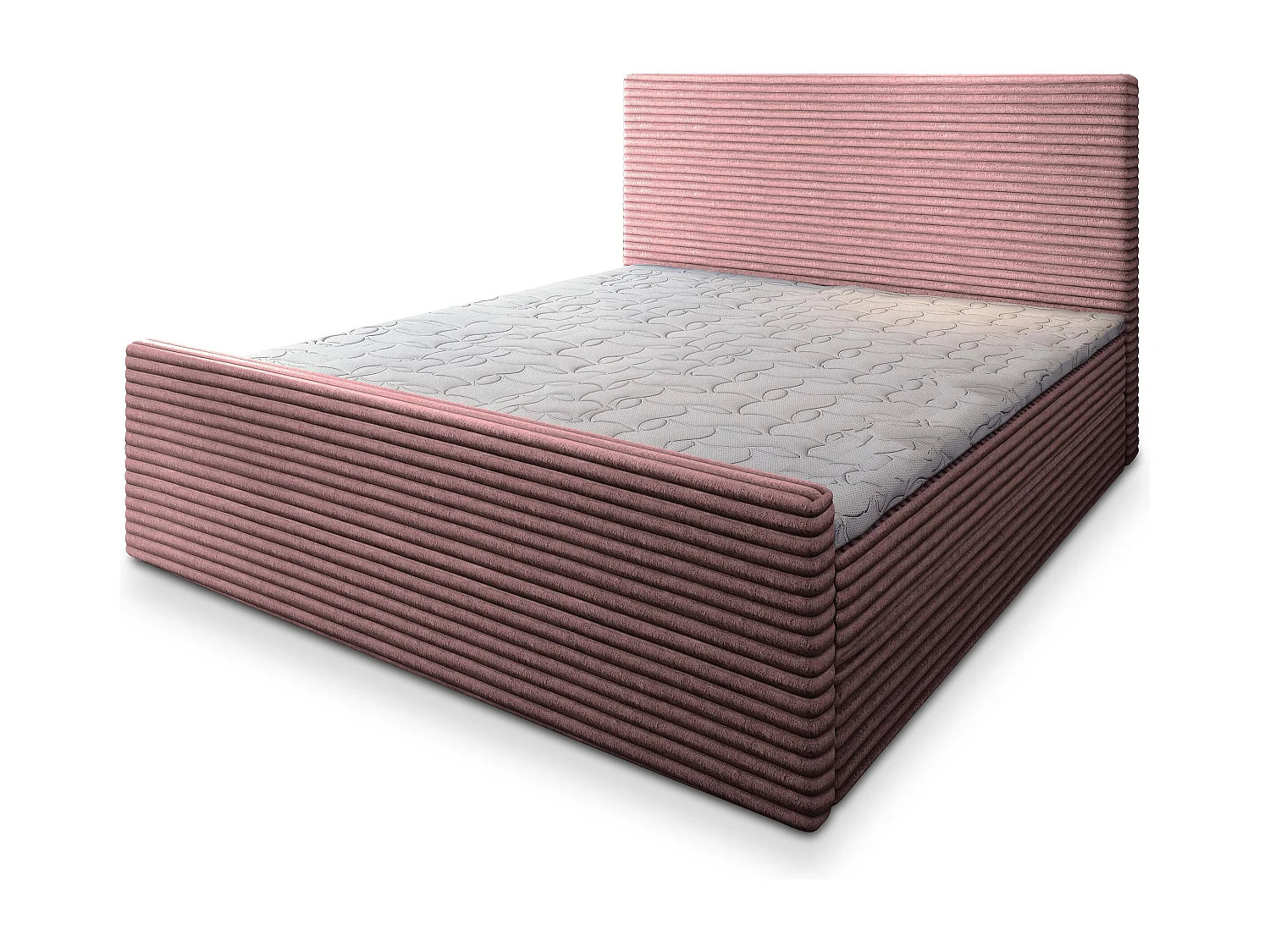 Boxspringbed BRENTO 140x200 cm Set met hoofdbord, bedbodem en matras, Poederroze
