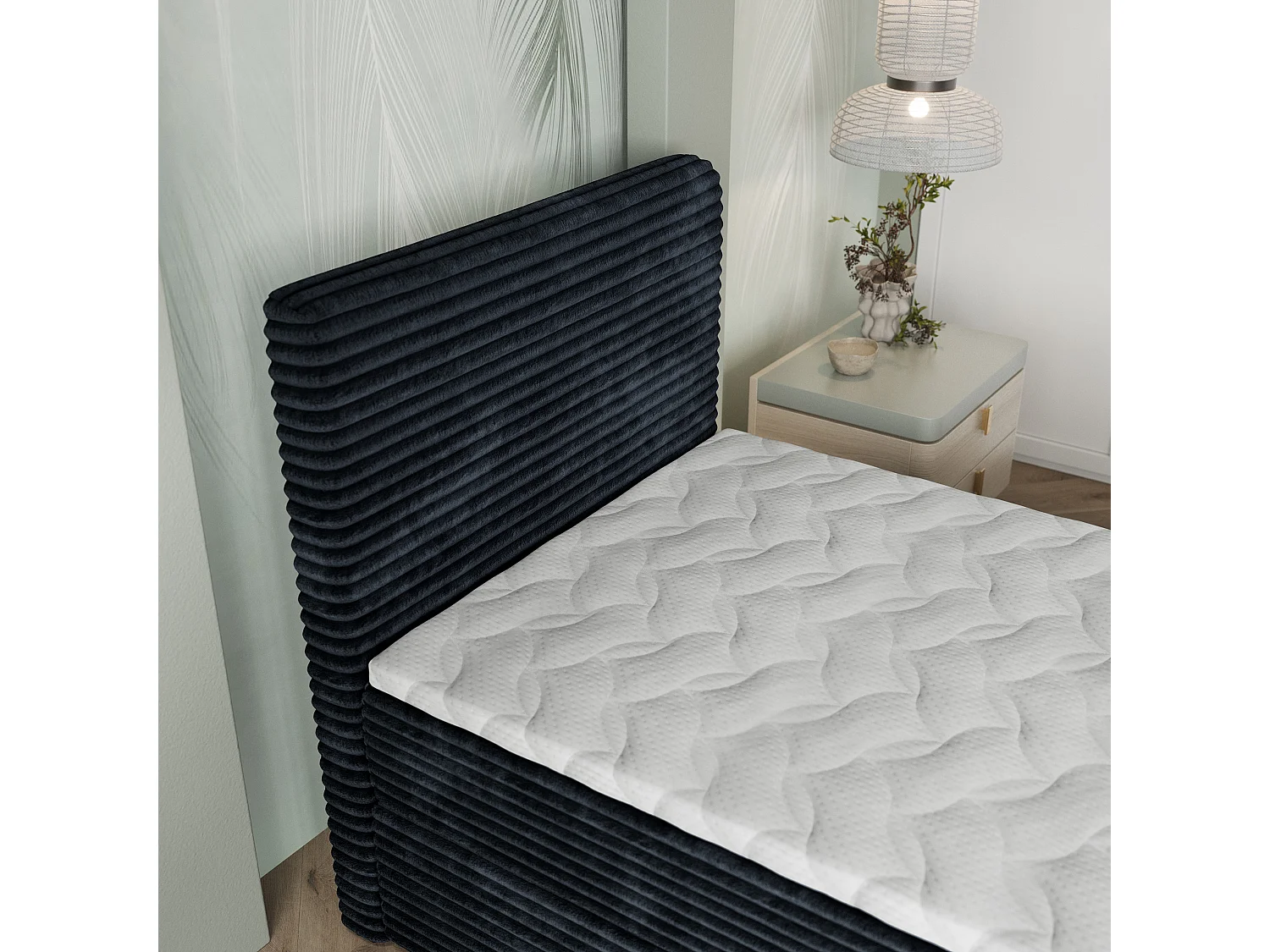 Boxspringbed PISA 80x200 cm Set met hoofdbord, bedbodem en matras, Zwart