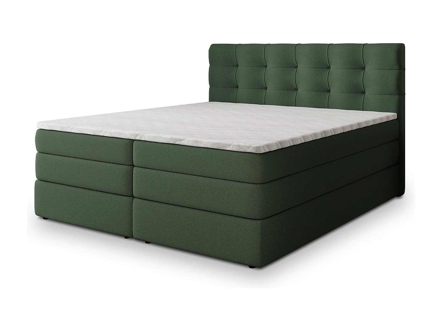 Lit continental AREZI, 140x200 cm, Tissu tressé, Vert