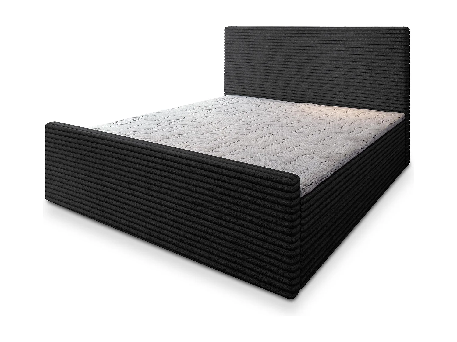 Boxspringbed BRENTO 180x200 cm Set met hoofdbord, bedbodem en matras, Zwart