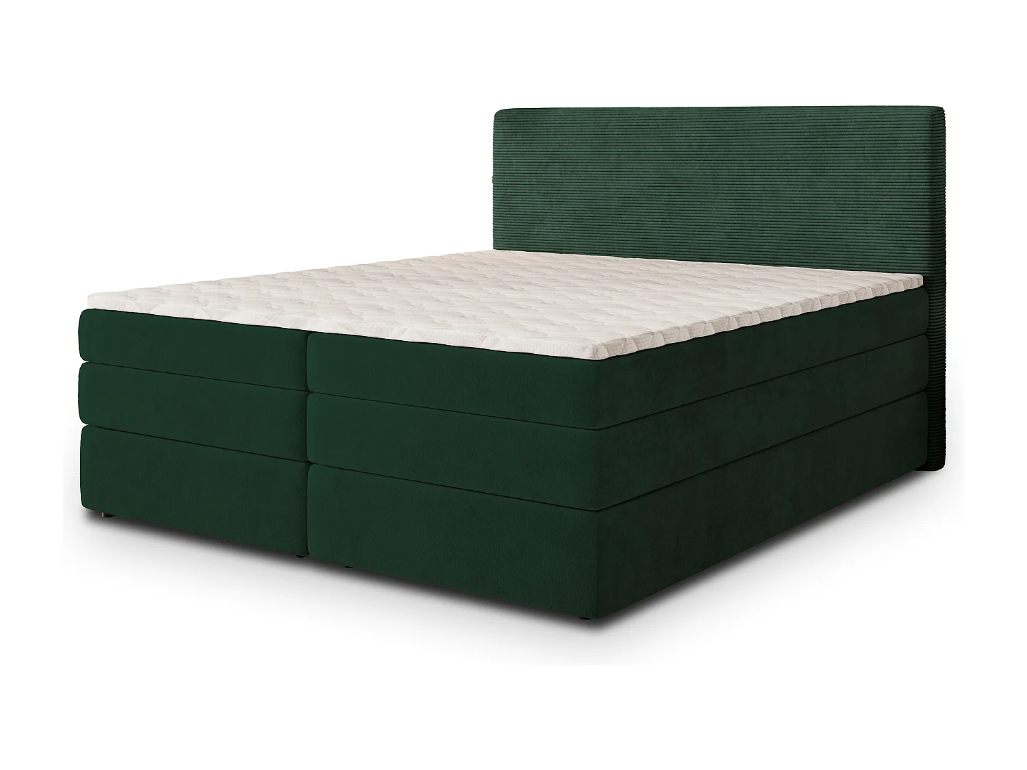 Lit continental MATERN, 180x200 cm, Tissu pelucheux, Vert
