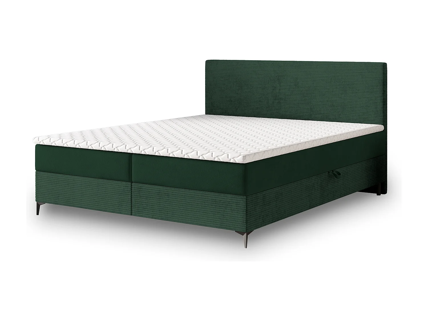 Lit continental TORREL, 160x200 cm, Tissu pelucheux, Vert