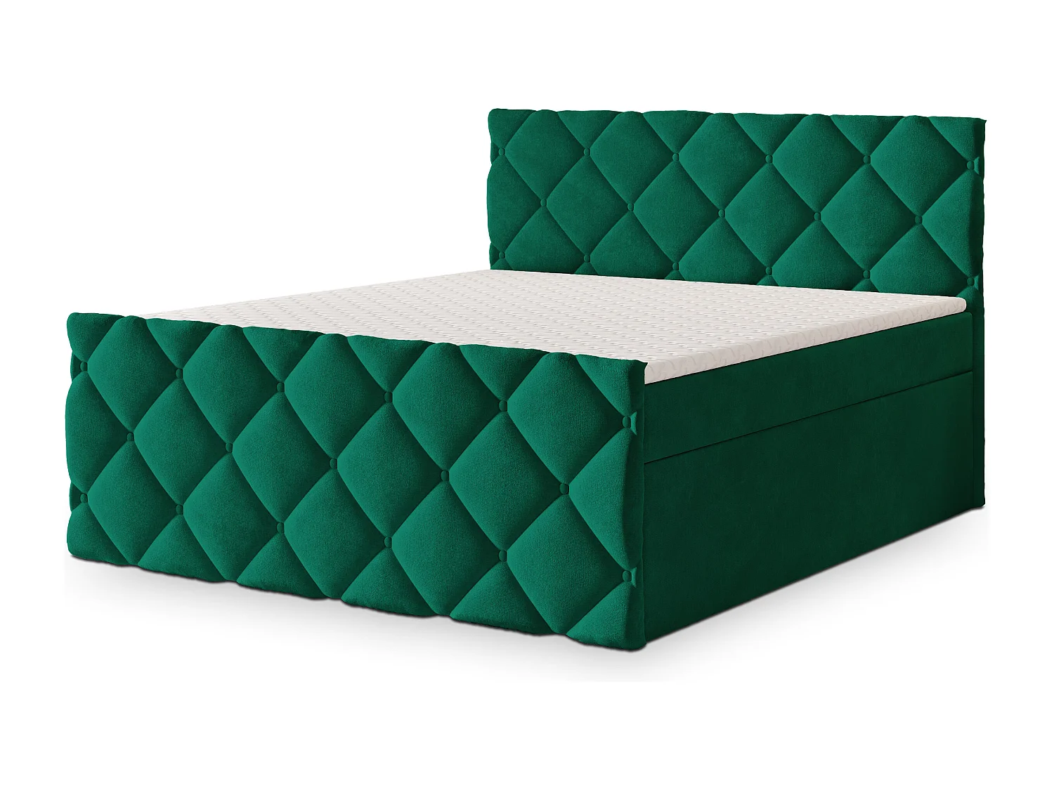 Lit continental ROVARI, 160x200 cm, Tissu pelucheux, Vert