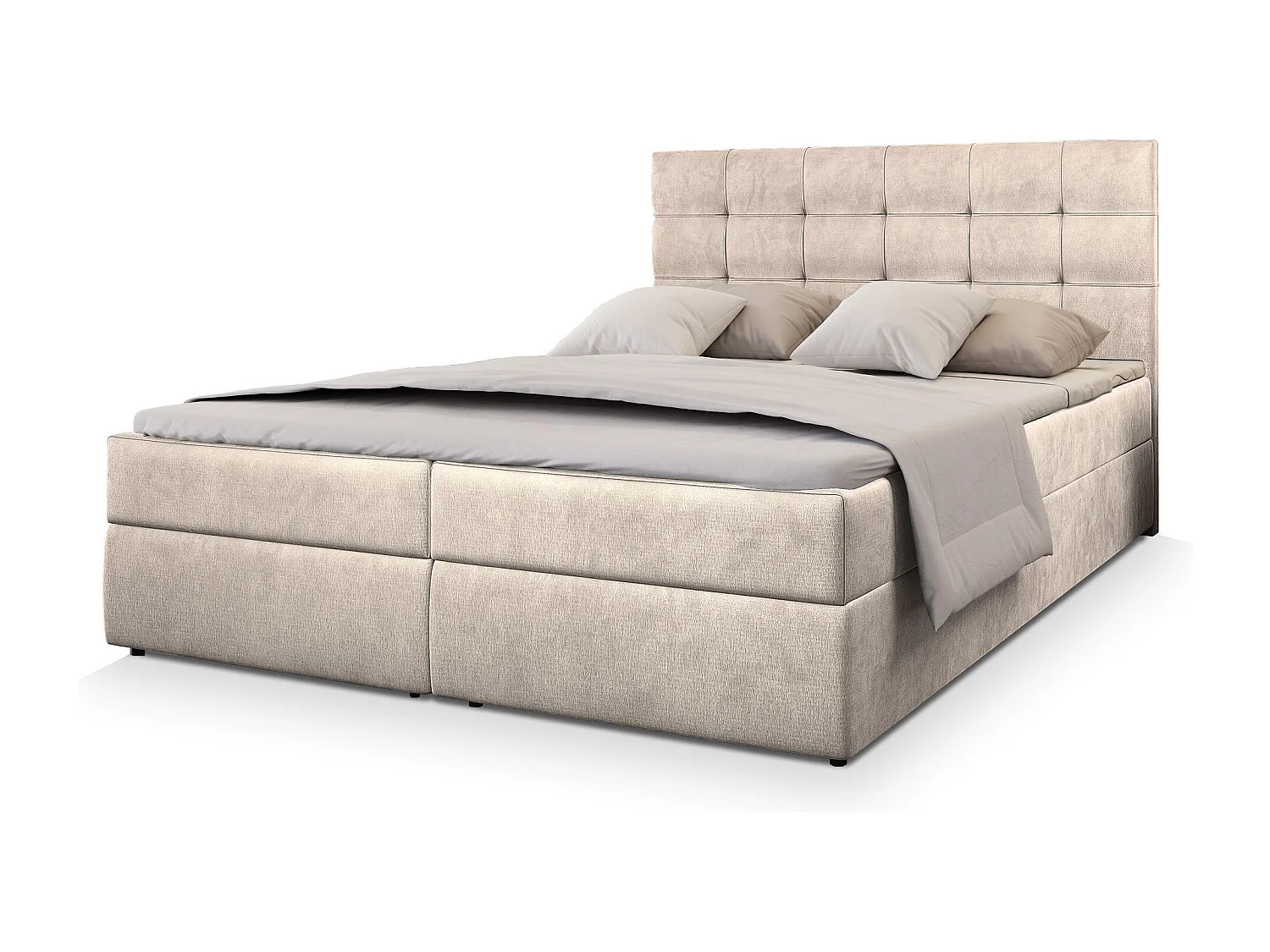 Boxspringbed GLOS 160x200 cm Set met hoofdbord, bedbodem en matras, Beige