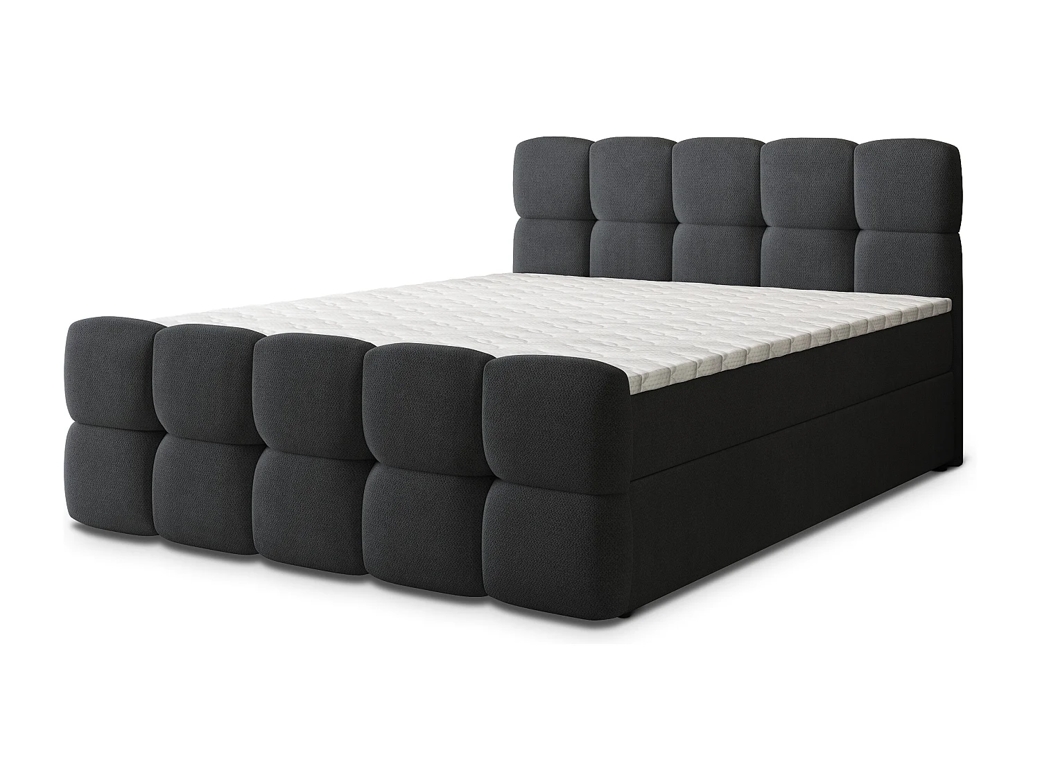 Boxspringbed BRUME 180x200 cm Set met hoofdbord, bedbodem en matras, Zwart