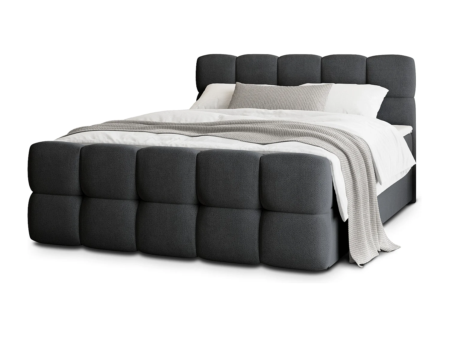 Boxspringbed BRUME 180x200 cm Set met hoofdbord, bedbodem en matras, Zwart