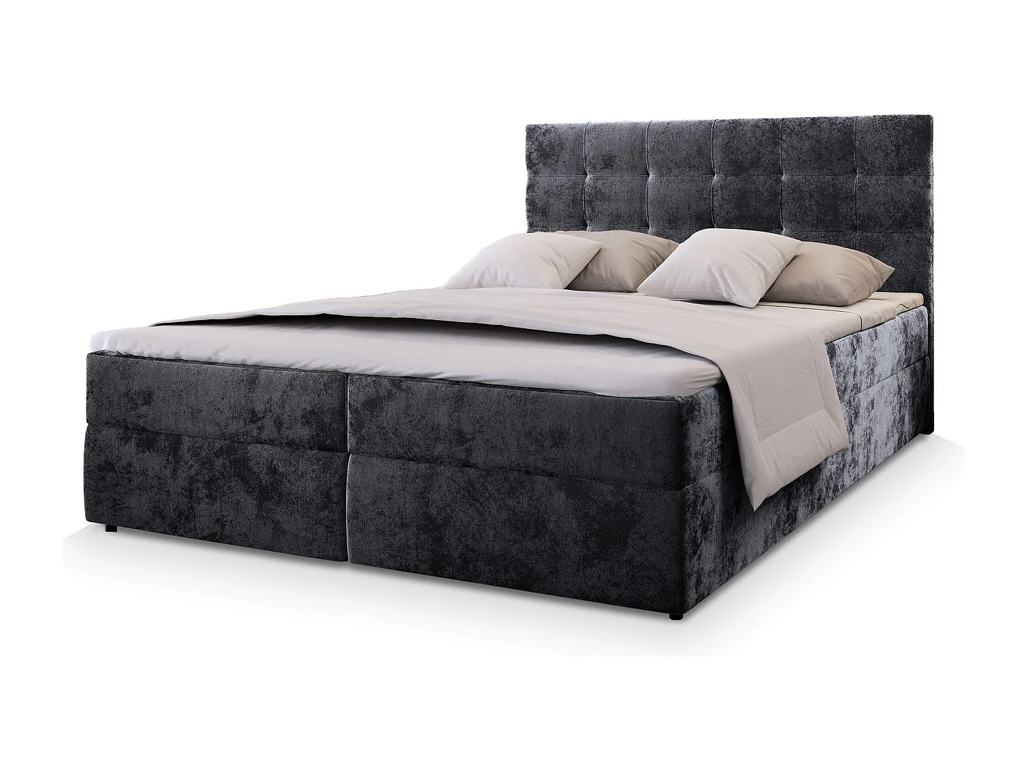 Boxspringbed GLOS 140x200 cm Set met hoofdbord, bedbodem en matras, Grijs