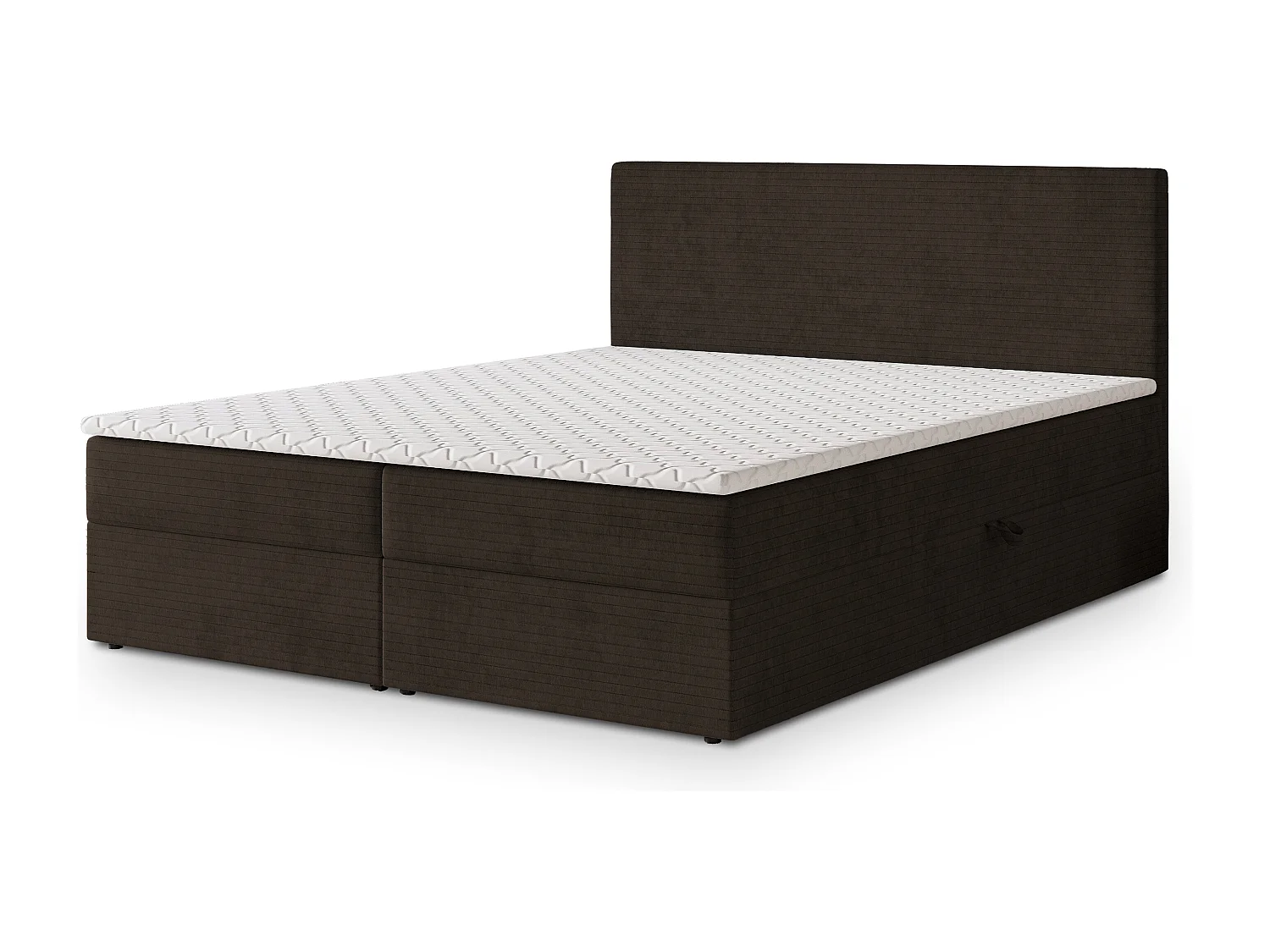 Lit continental NIRA, 160x200 cm, Tissu pelucheux, Marron
