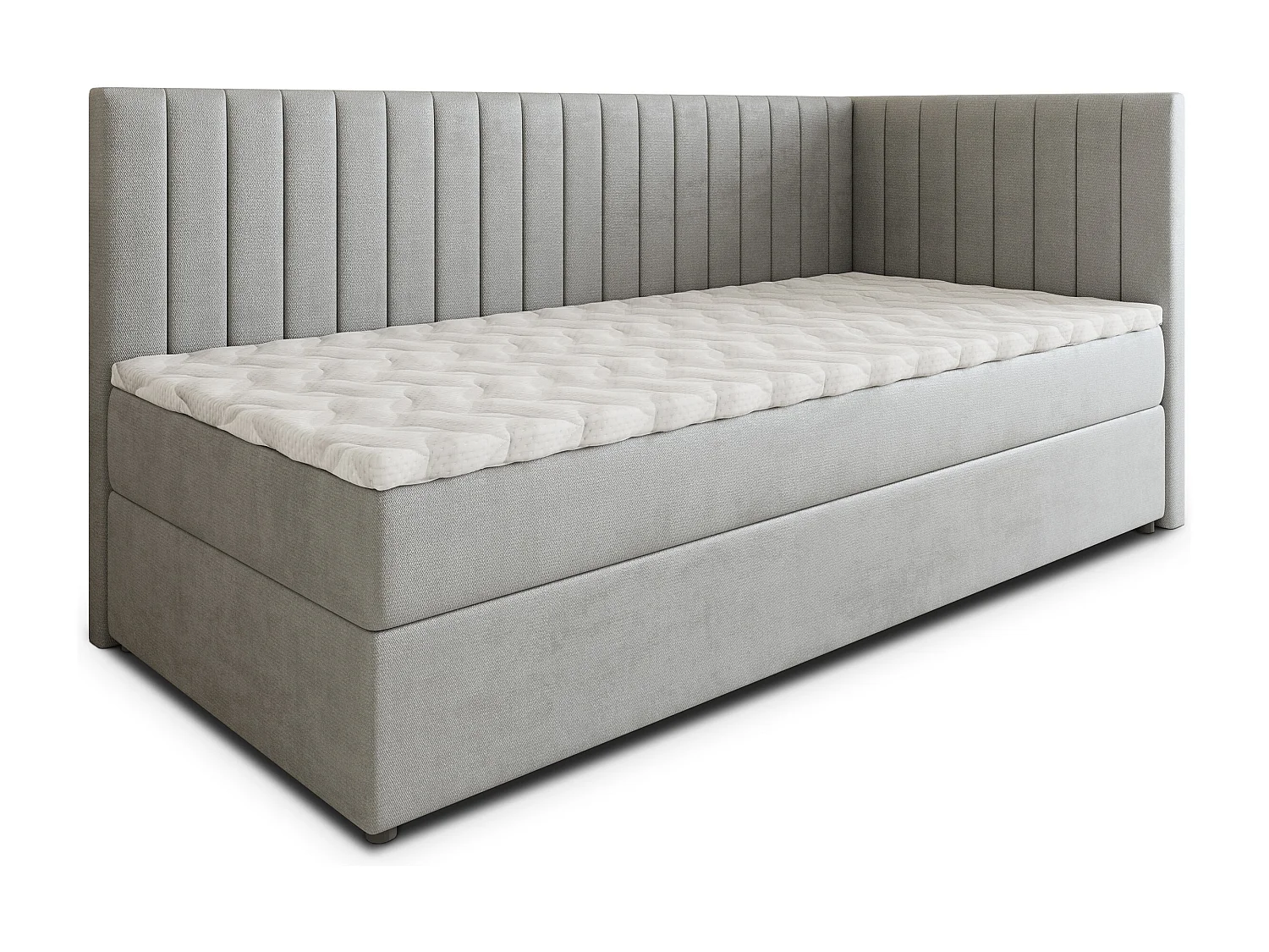 Boxspringbed ARIS 100x200 cm Set met hoofdbord, bedbodem en matras, Lichtgrijs