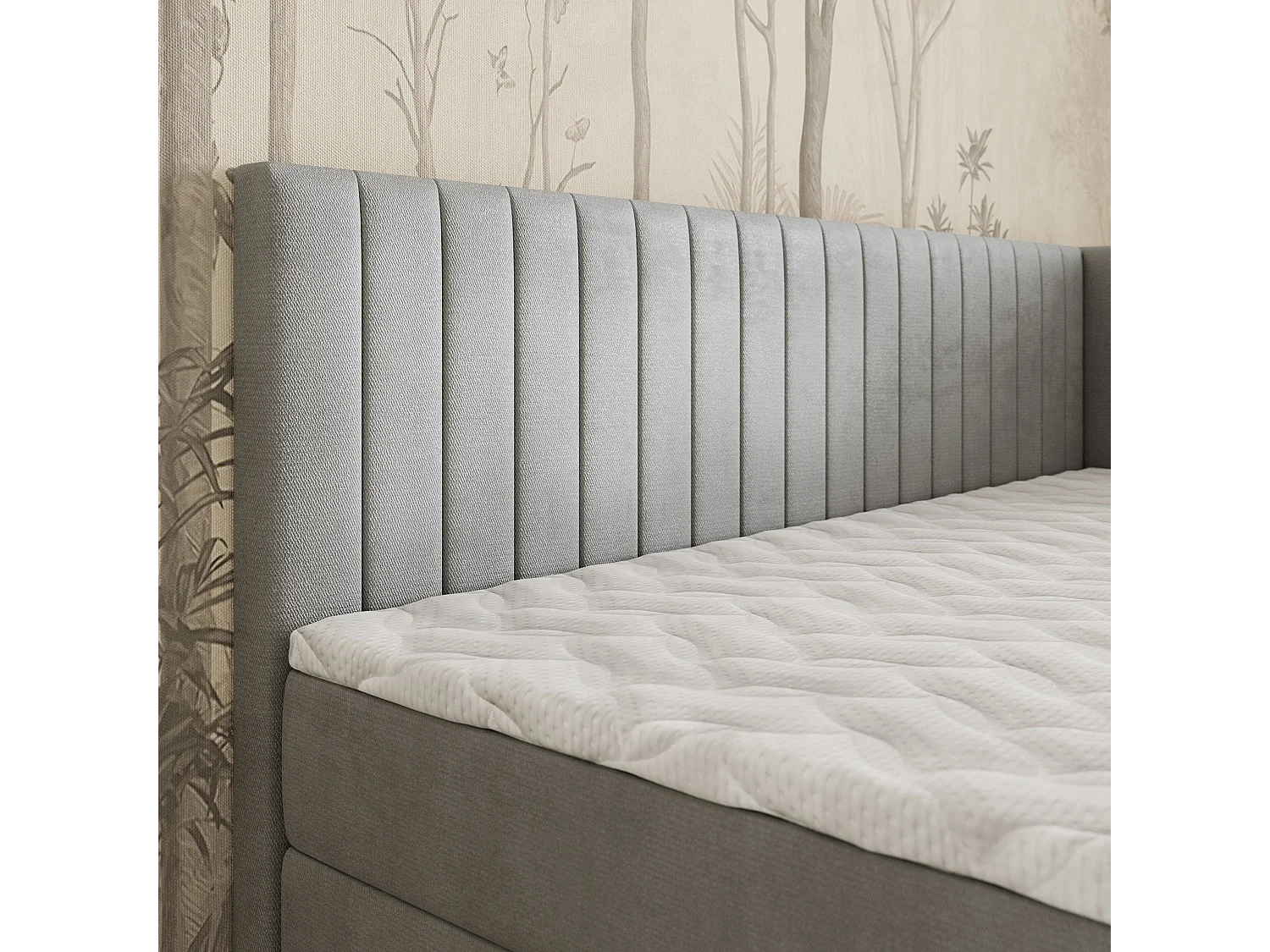 Boxspringbed ARIS 100x200 cm Set met hoofdbord, bedbodem en matras, Lichtgrijs