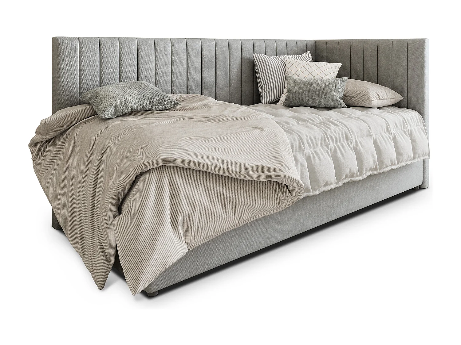 Boxspringbed ARIS 100x200 cm Set met hoofdbord, bedbodem en matras, Lichtgrijs