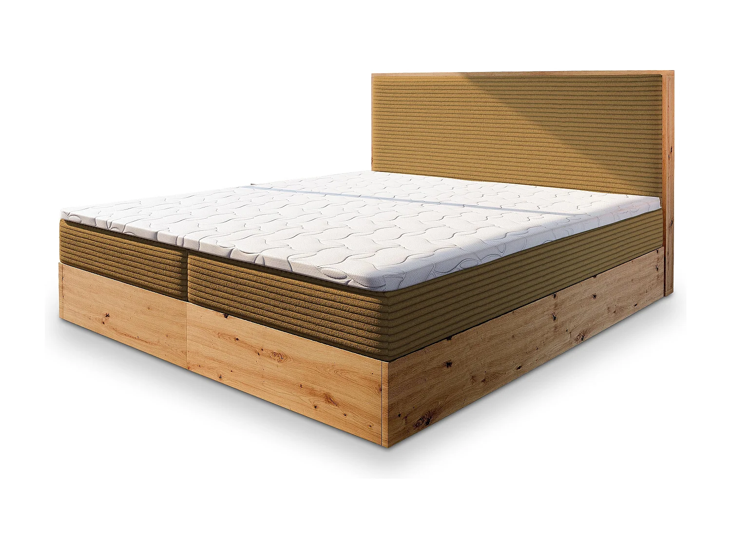 Boxspringbed VERDON 140x200 cm Set met hoofdbord, bedbodem en matras, Geel