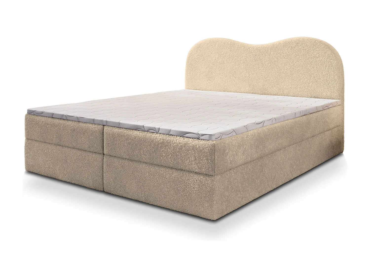 Boxspringbed FLUVIA 180x200 cm Set met hoofdbord, bedbodem en matras, Crème