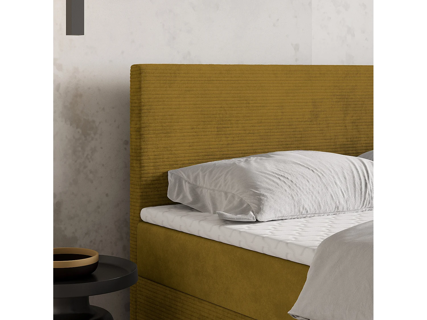 Boxspringbed TORREL 140x200 cm Set met hoofdbord, bedbodem en matras, Geel
