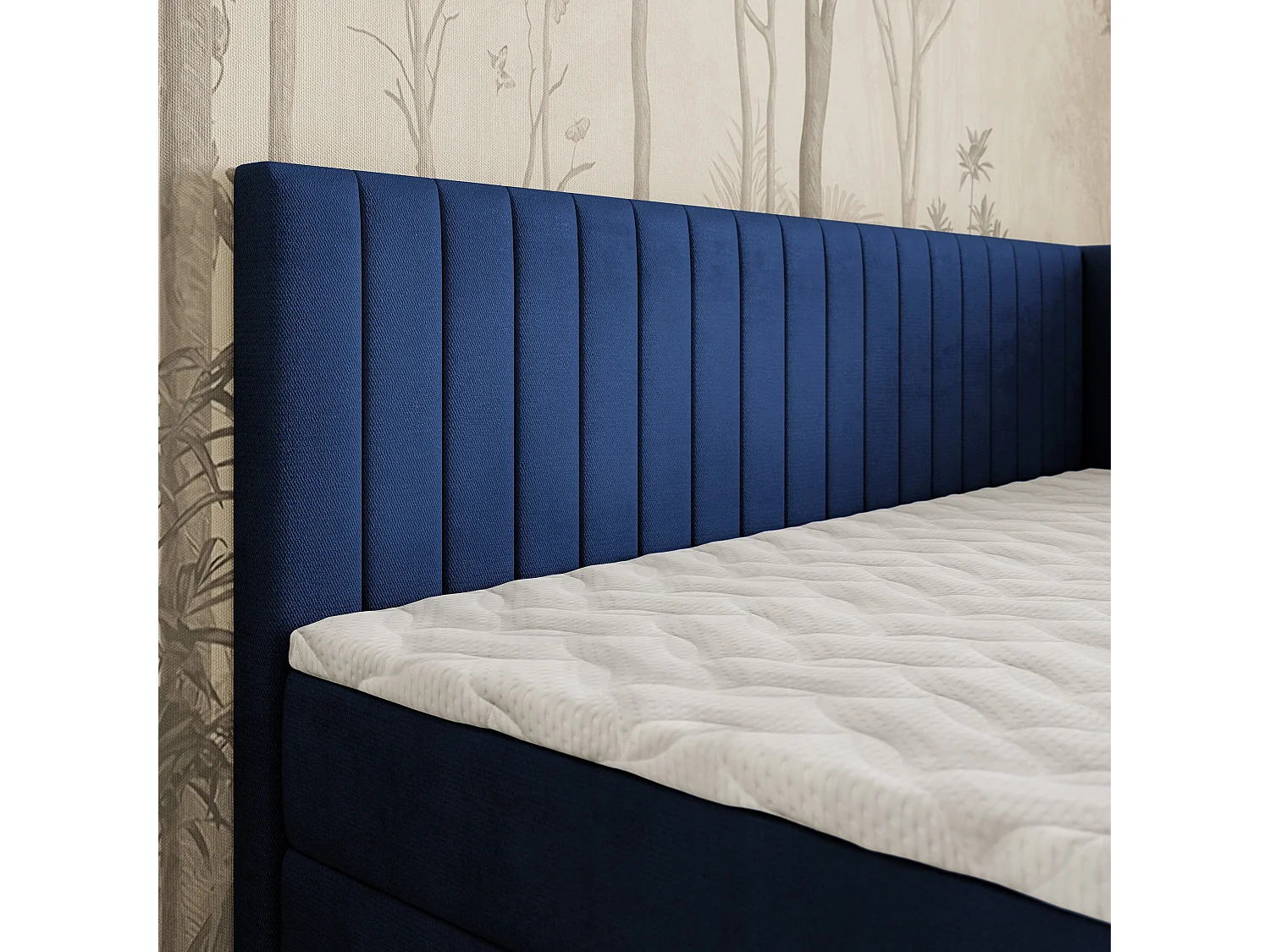 Boxspringbed ARIS 90x200 cm Set met hoofdbord, bedbodem en matras, Blauw