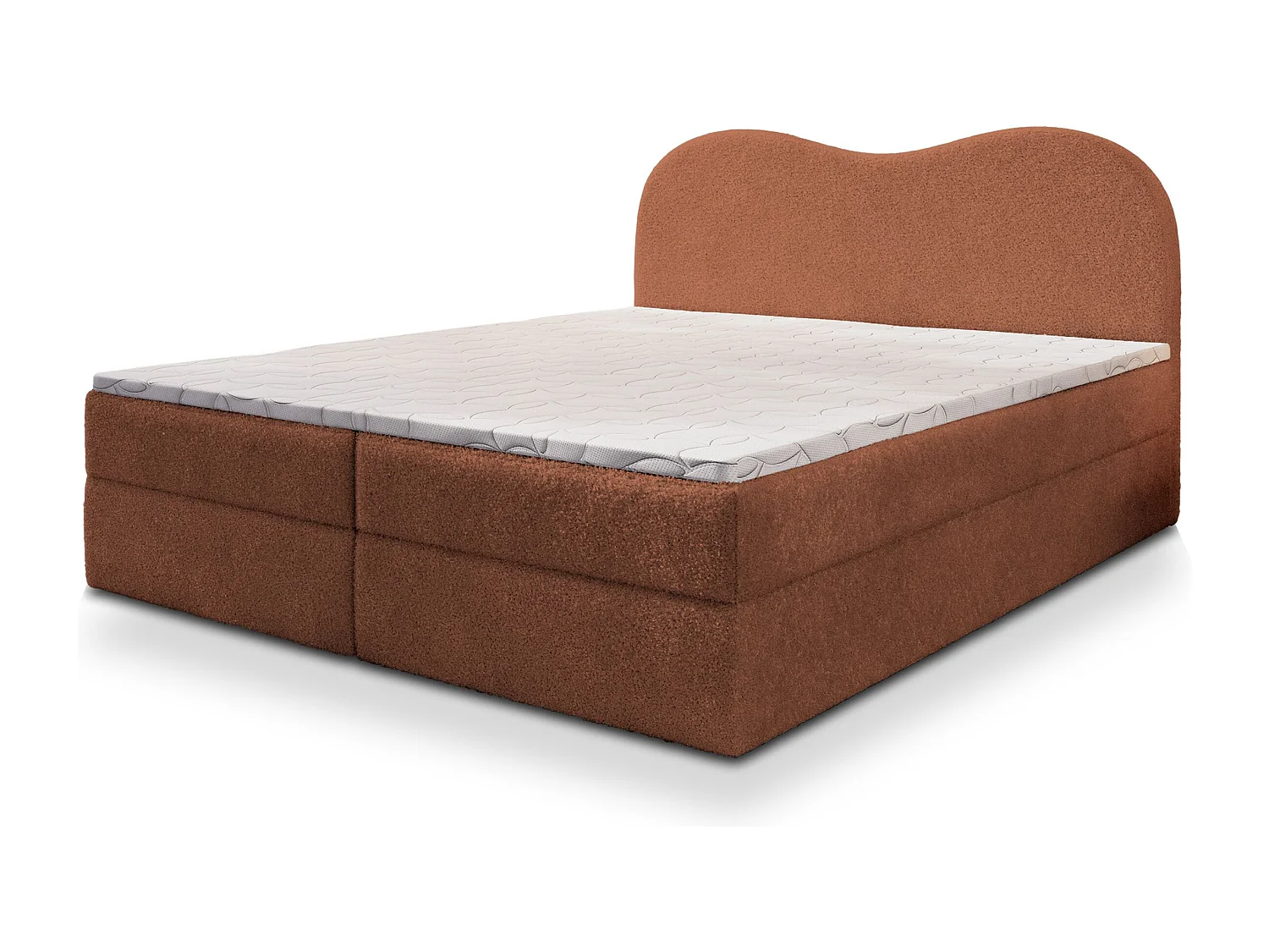 Boxspringbed FLUVIA 140x200 cm Set met hoofdbord, bedbodem en matras, Terracotta