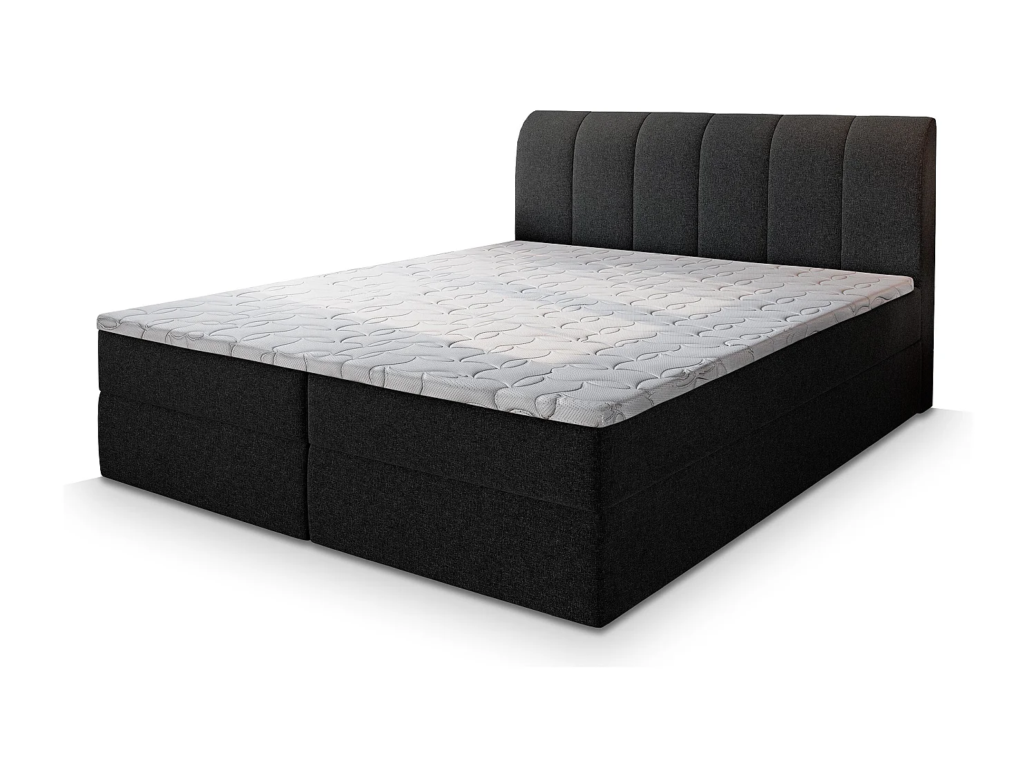 Boxspringbed CEVANO 180x200 cm Set met hoofdbord, bedbodem en matras, Zwart