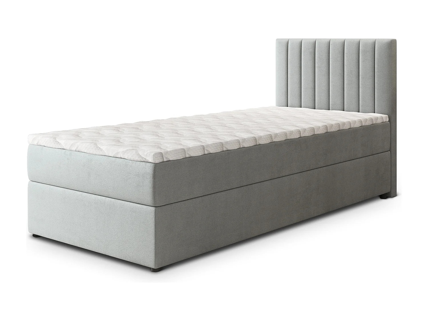 Boxspringbed BRESEL 90x200 cm Set met hoofdbord, bedbodem en matras, Lichtgrijs