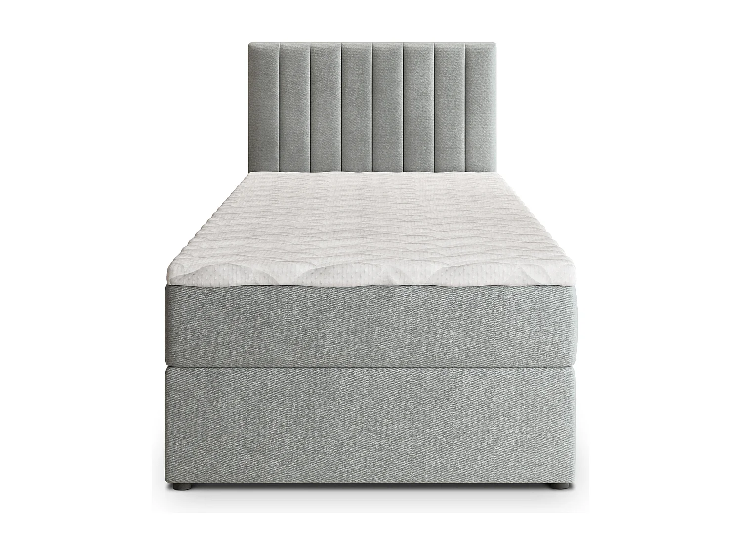 Boxspringbed BRESEL 90x200 cm Set met hoofdbord, bedbodem en matras, Lichtgrijs