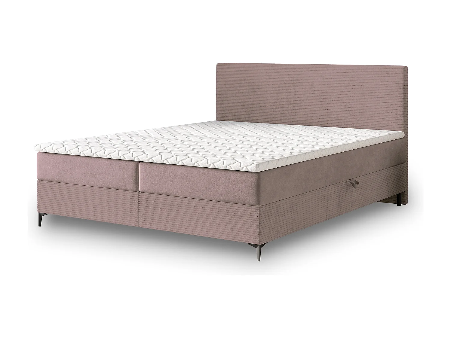 Lit continental TORREL, 160x200 cm, Tissu pelucheux, Rose