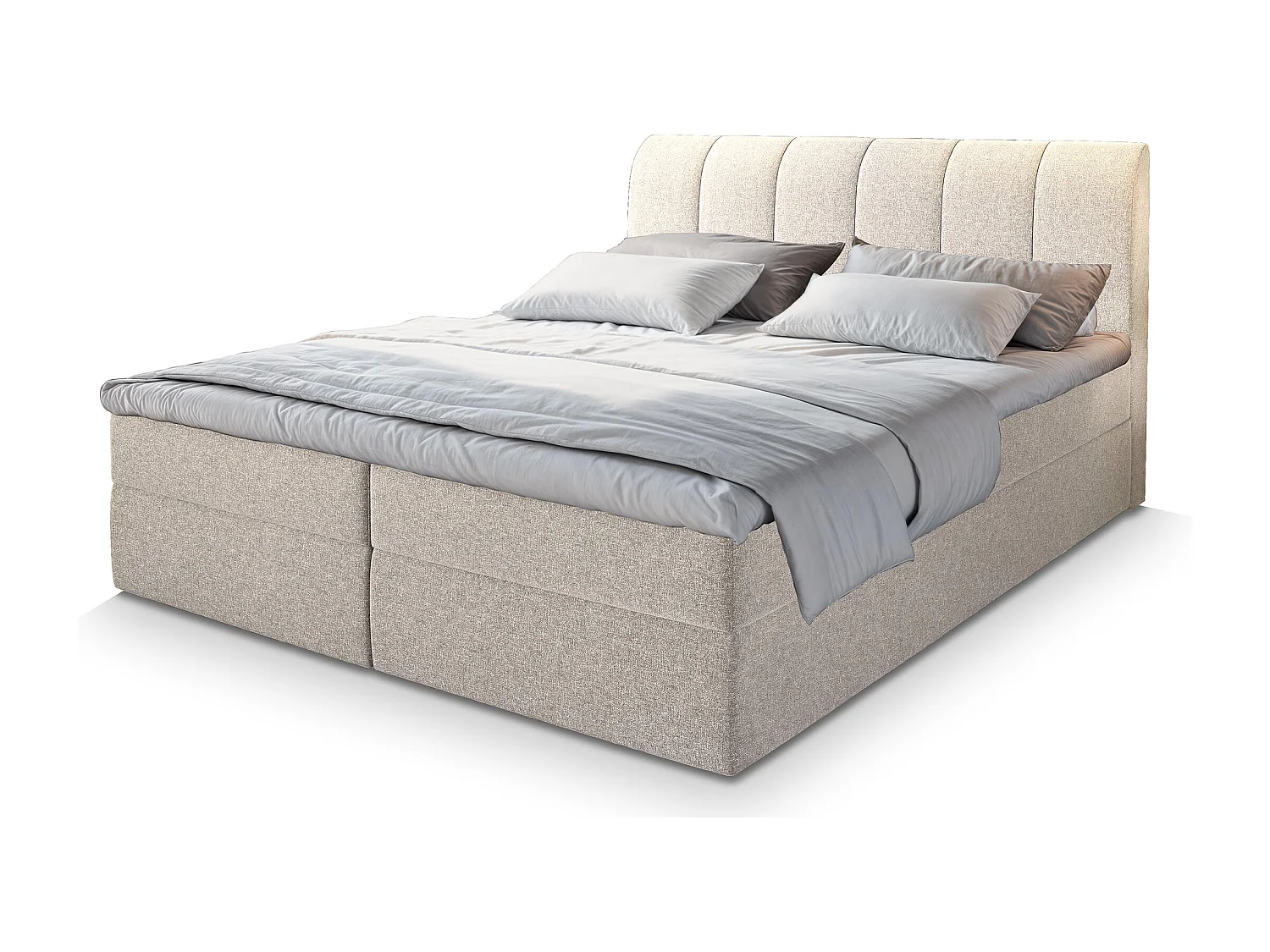 Boxspringbed CEVANO 180x200 cm Set met hoofdbord, bedbodem en matras, Beige