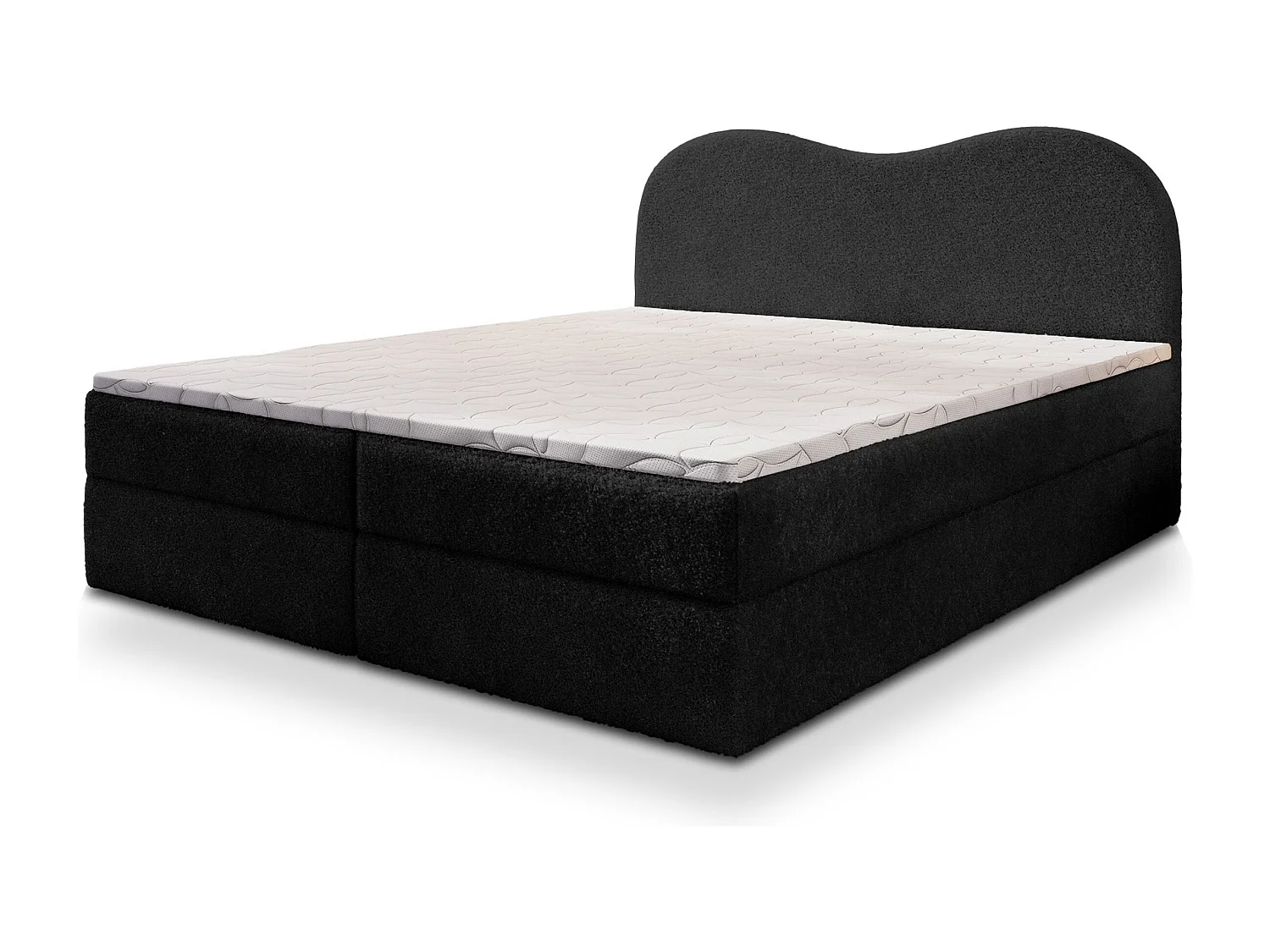 Boxspringbed FLUVIA 180x200 cm Set met hoofdbord, bedbodem en matras, Zwart