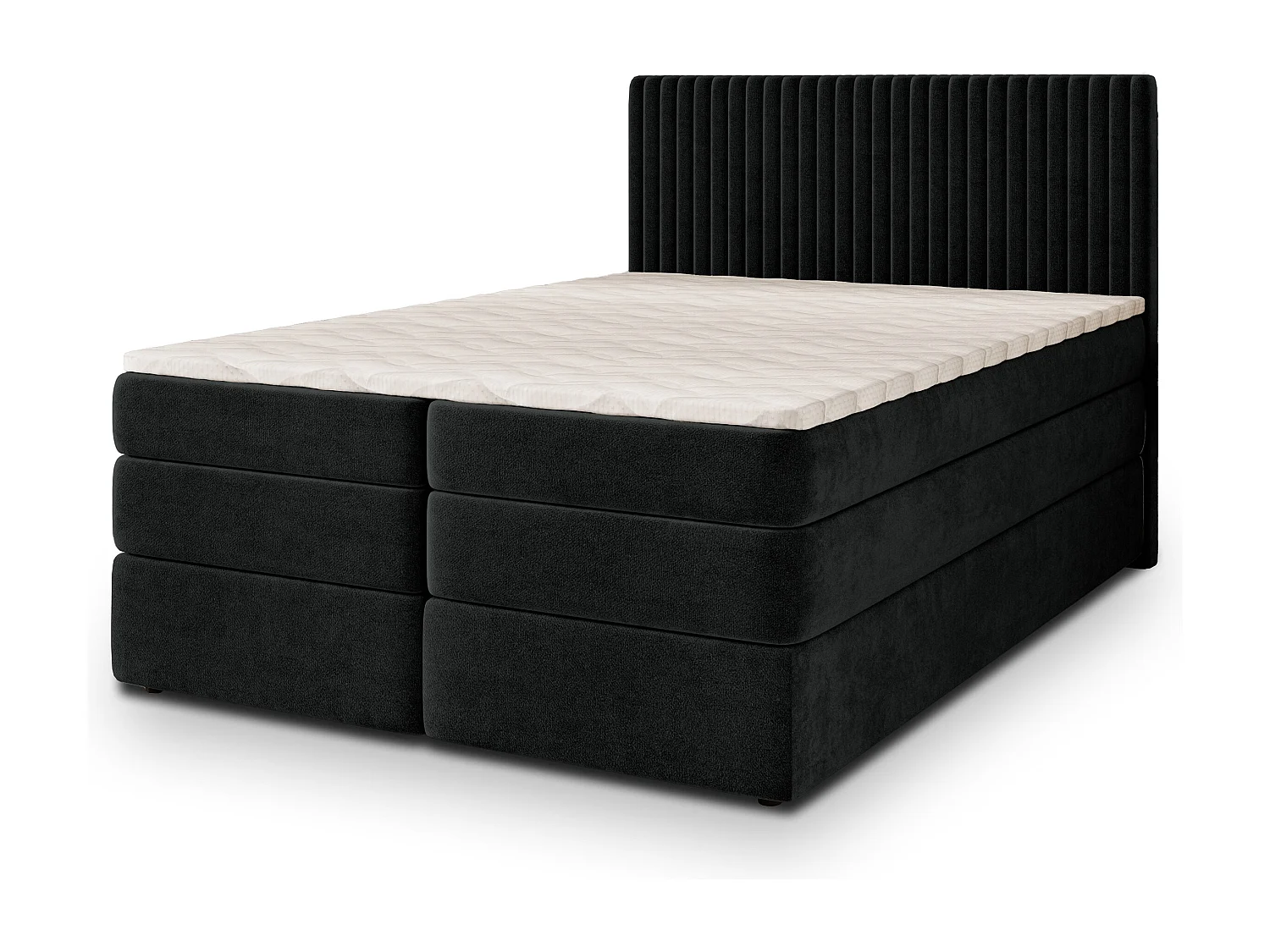Boxspringbed FELBIO 180x200 cm Set met hoofdbord, bedbodem en matras, Zwart