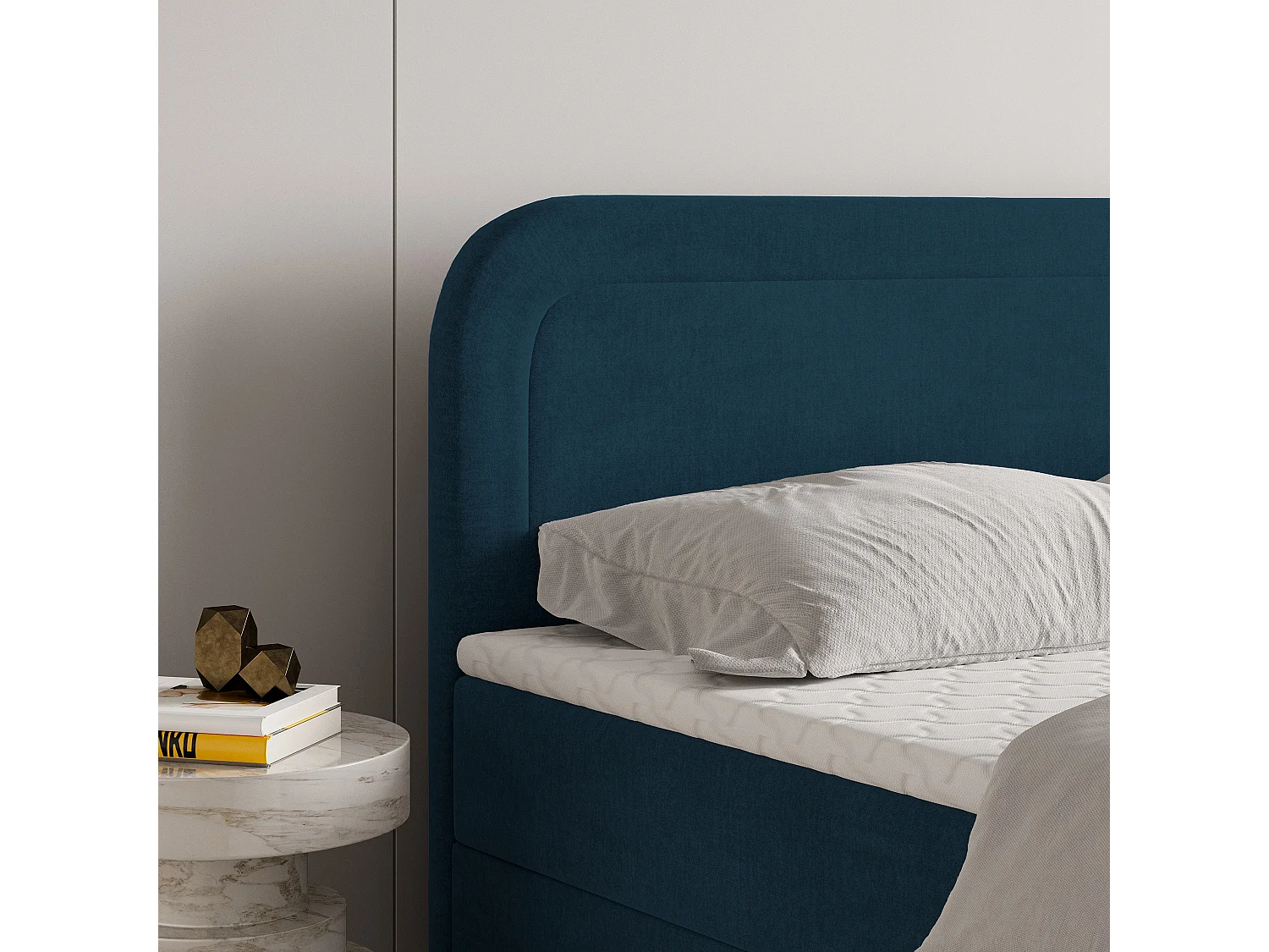 Boxspringbed ARMEL 180x200 cm Set met hoofdbord, bedbodem en matras, Blauw