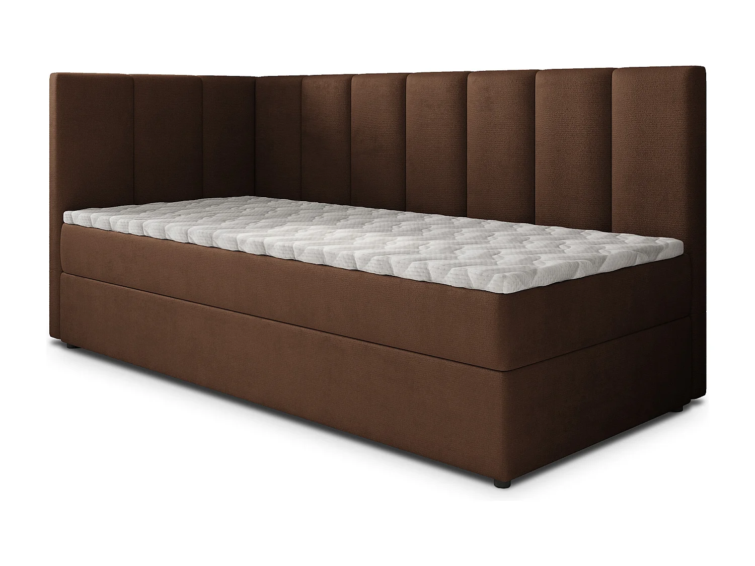 Boxspringbed BEVE 90x200 cm Set met hoofdbord, bedbodem en matras, Bruin