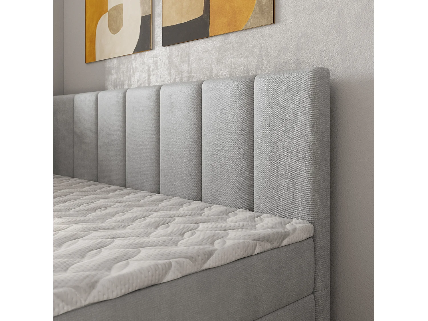 Boxspringbed BEVE 80x200 cm Set met hoofdbord, bedbodem en matras, Lichtgrijs