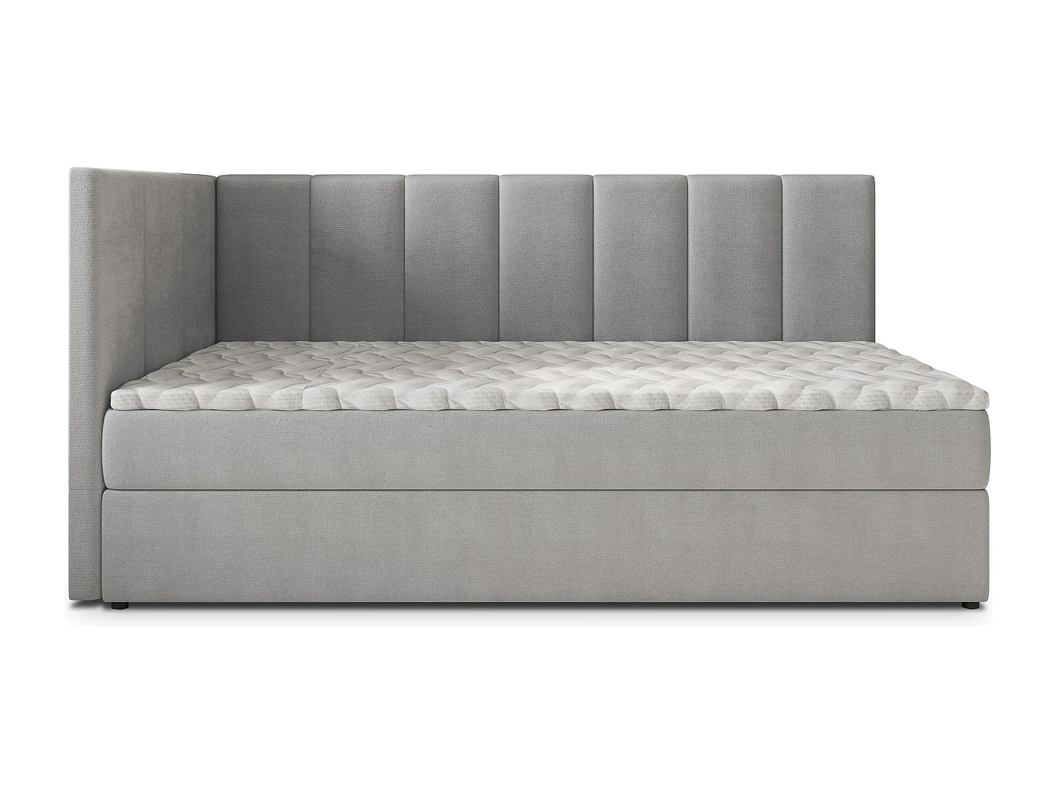 Boxspringbed BEVE 80x200 cm Set met hoofdbord, bedbodem en matras, Lichtgrijs