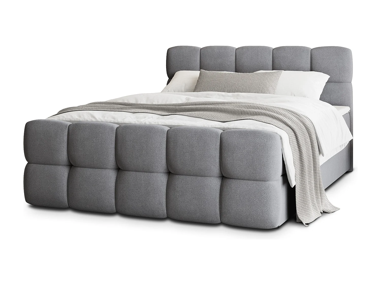 Boxspringbed BRUME 180x200 cm Set met hoofdbord, bedbodem en matras, Grijs